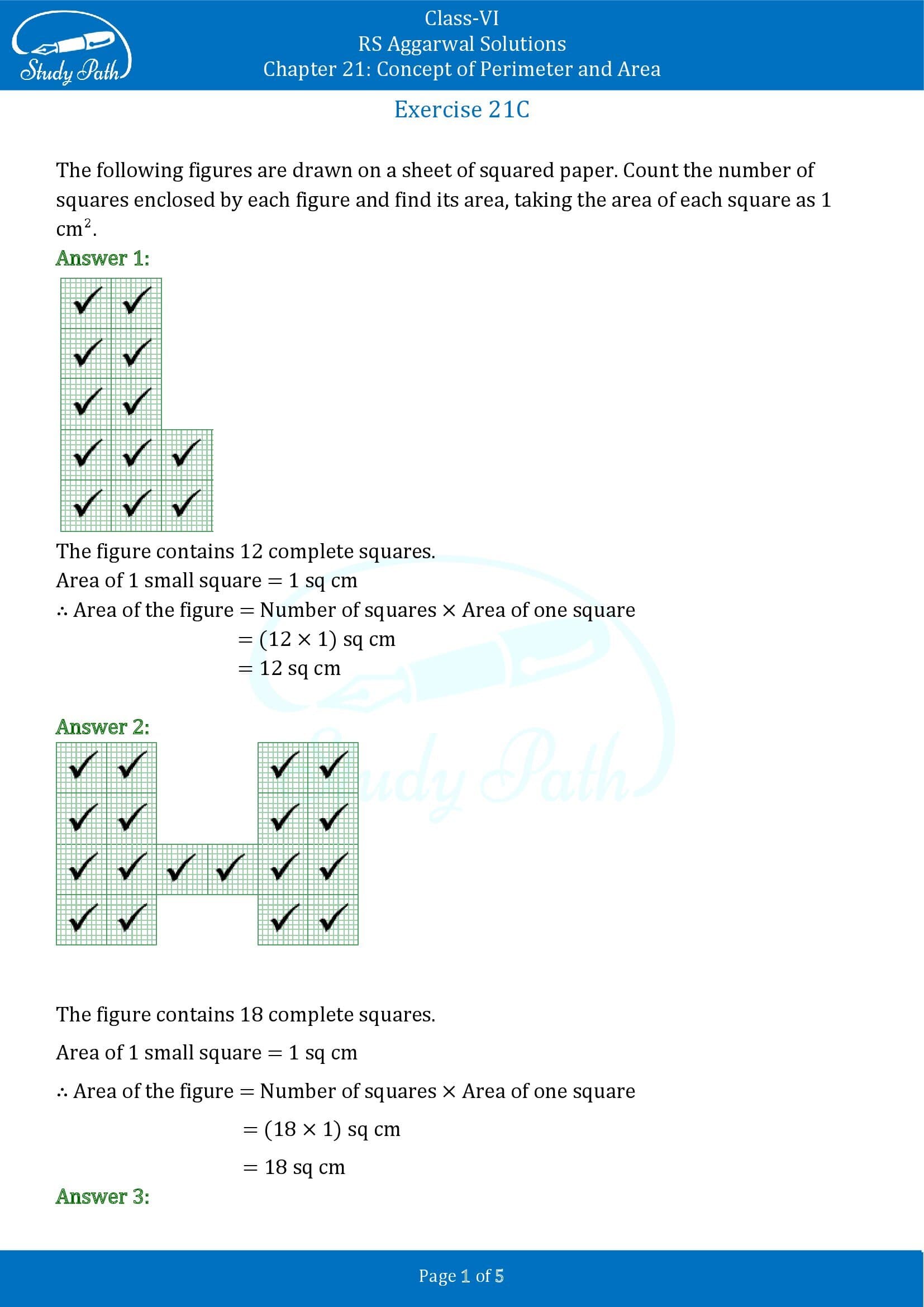 RS Aggarwal Solutions Class 6 Chapter 21 Concept of Perimeter and Area Exercise 21C 00001