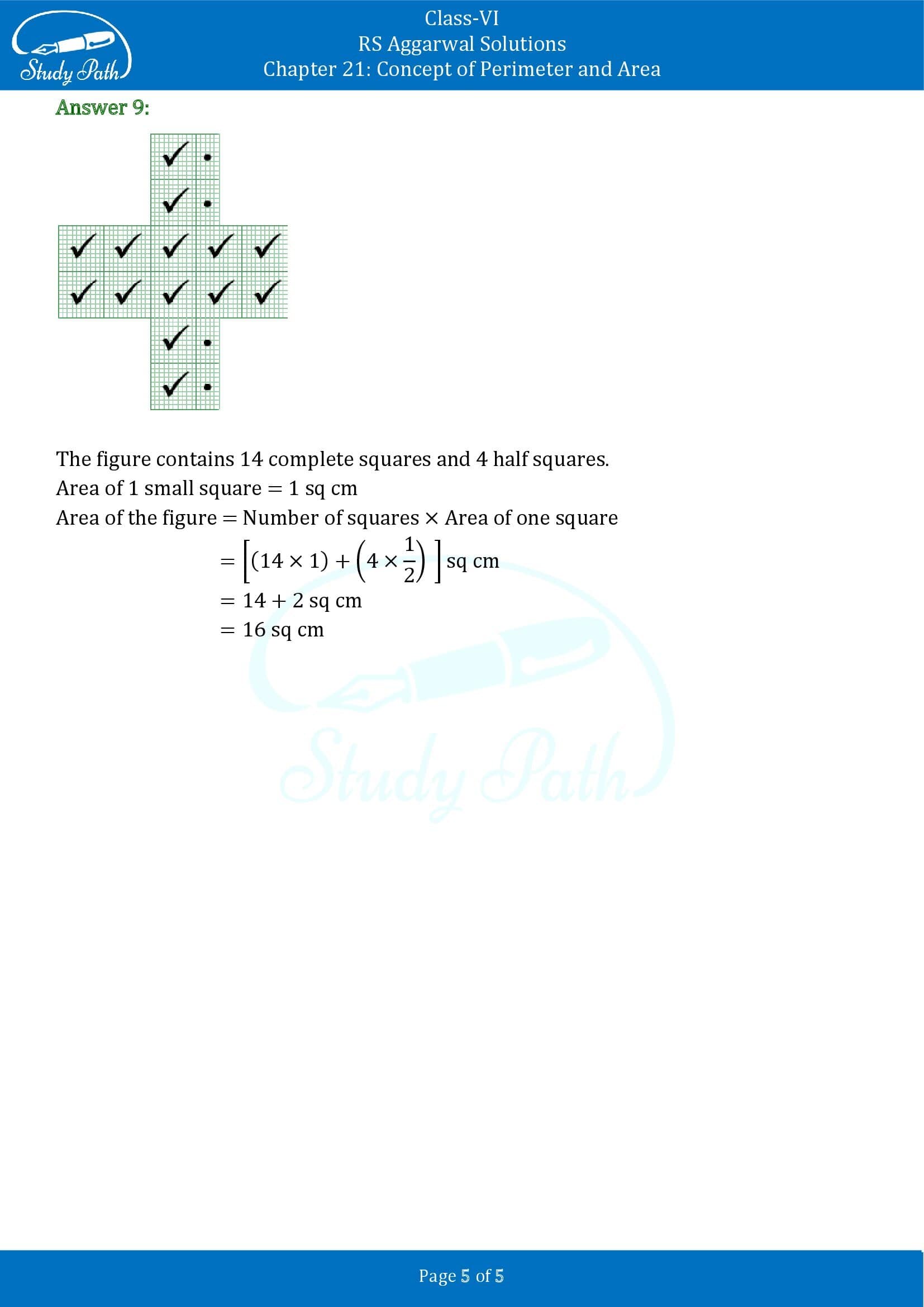 RS Aggarwal Solutions Class 6 Chapter 21 Concept of Perimeter and Area Exercise 21C 00005