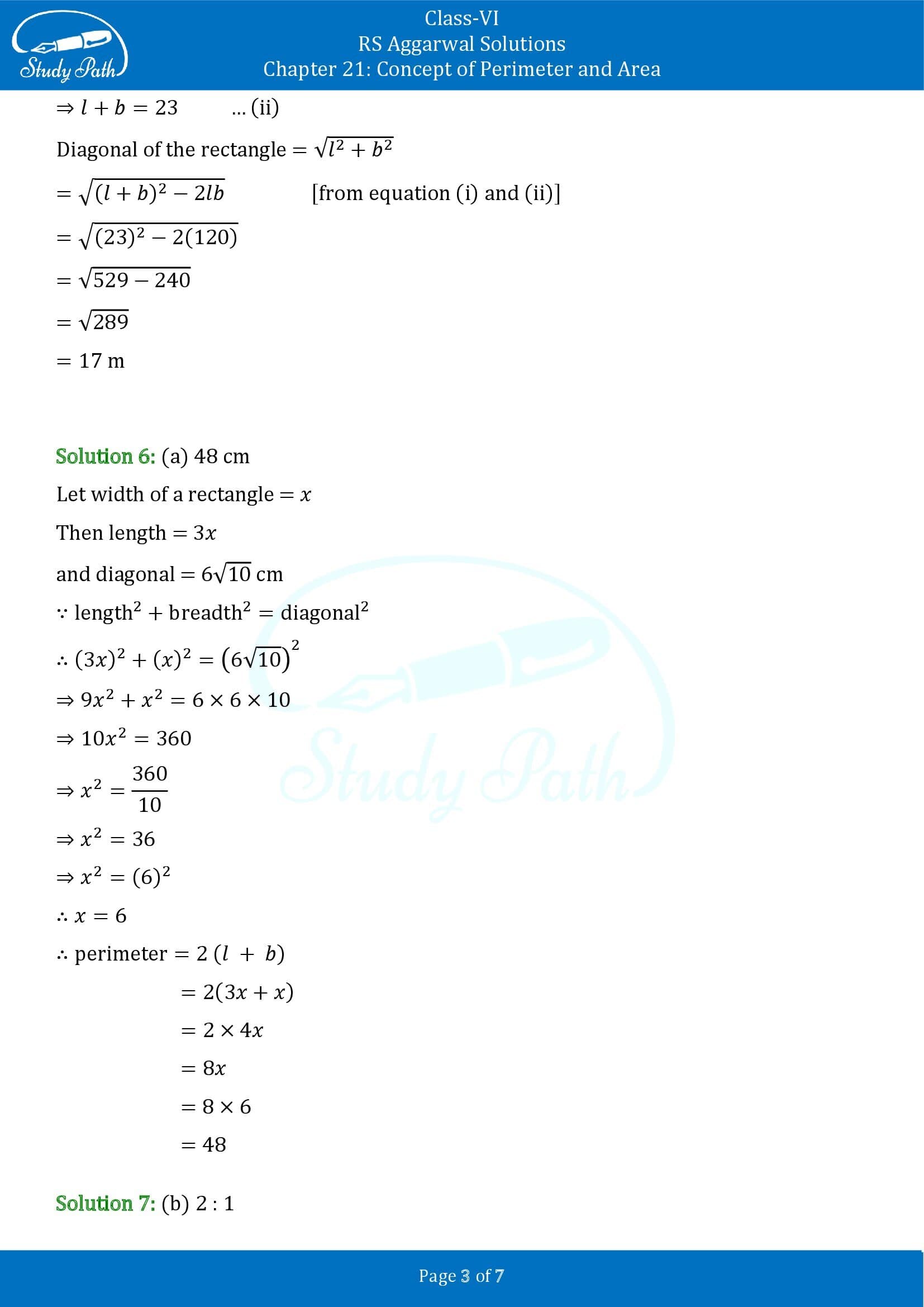 RS Aggarwal Solutions Class 6 Chapter 21 Concept of Perimeter and Area Exercise 21E MCQ 003