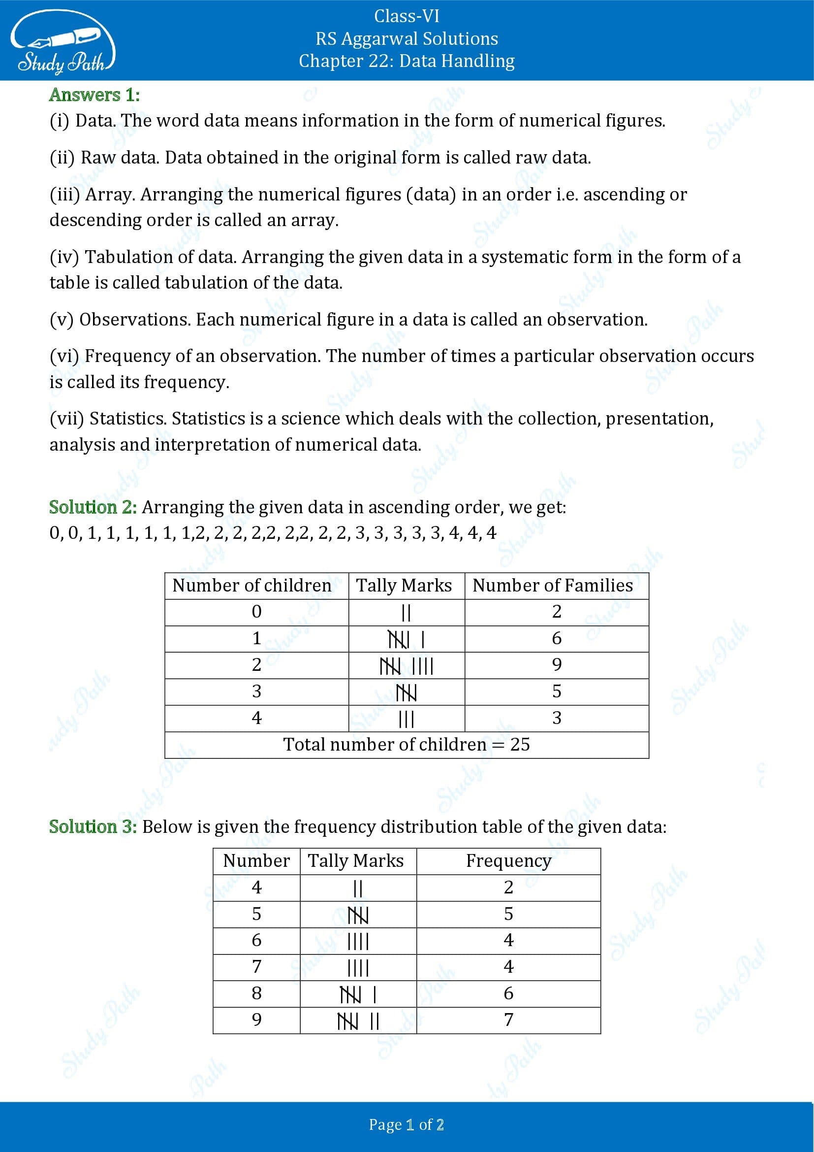 RS Aggarwal Solutions Class 6 Chapter 22 Data Handling 00001