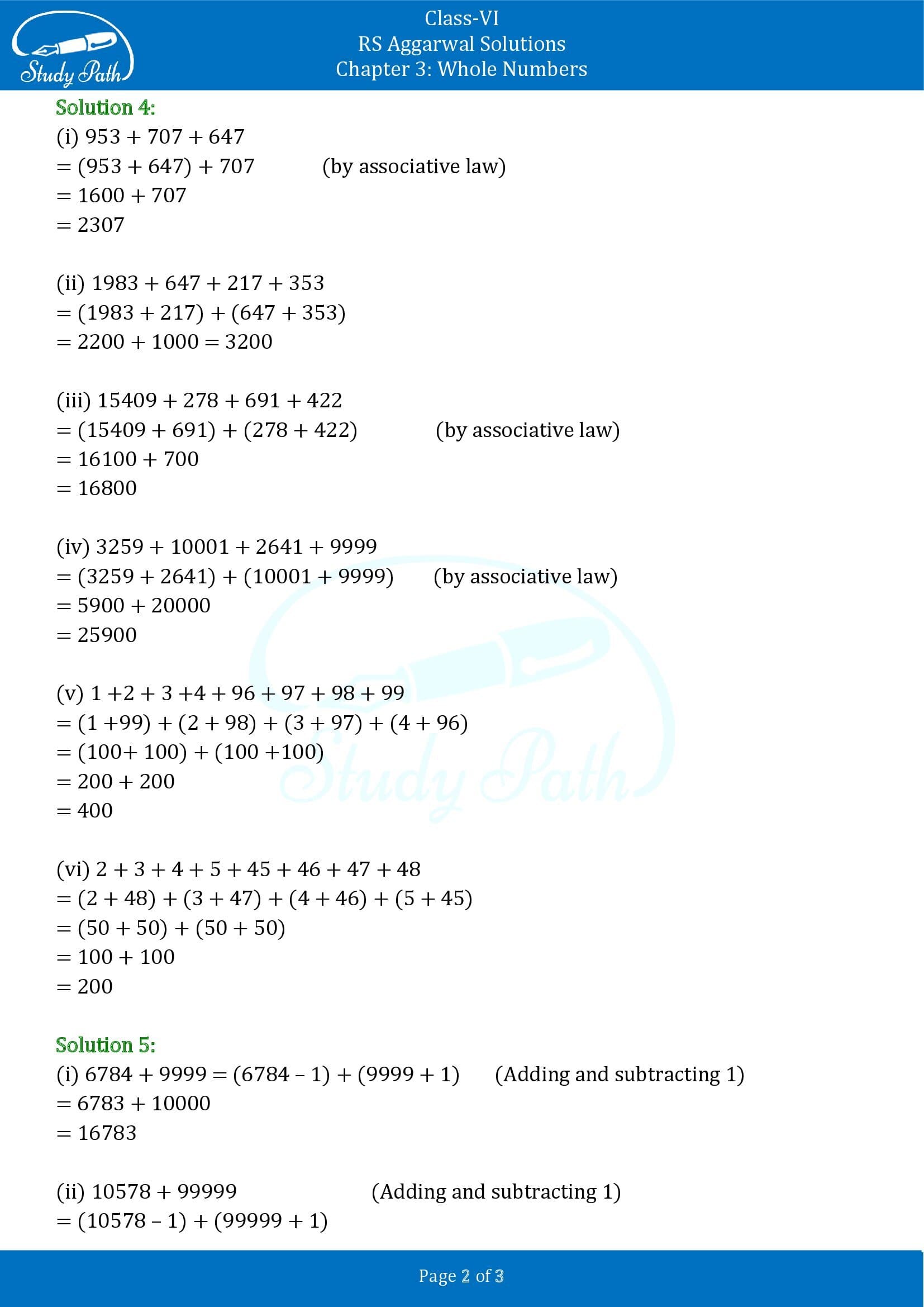 RS Aggarwal Solutions Class 6 Chapter 3 Whole Numbers Exercise 3B 00002