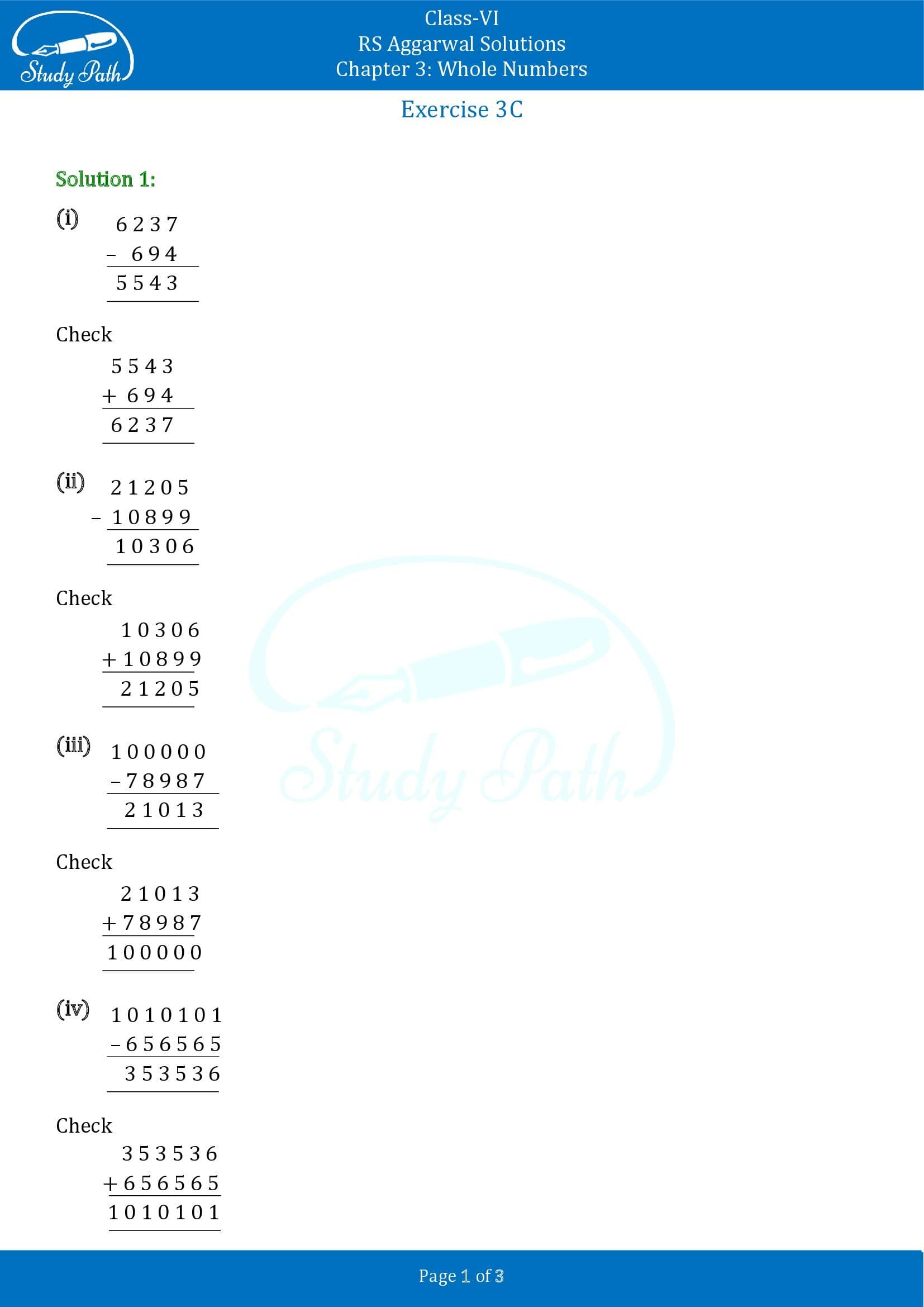 RS Aggarwal Solutions Class 6 Chapter 3 Whole Numbers Exercise 3C 00001