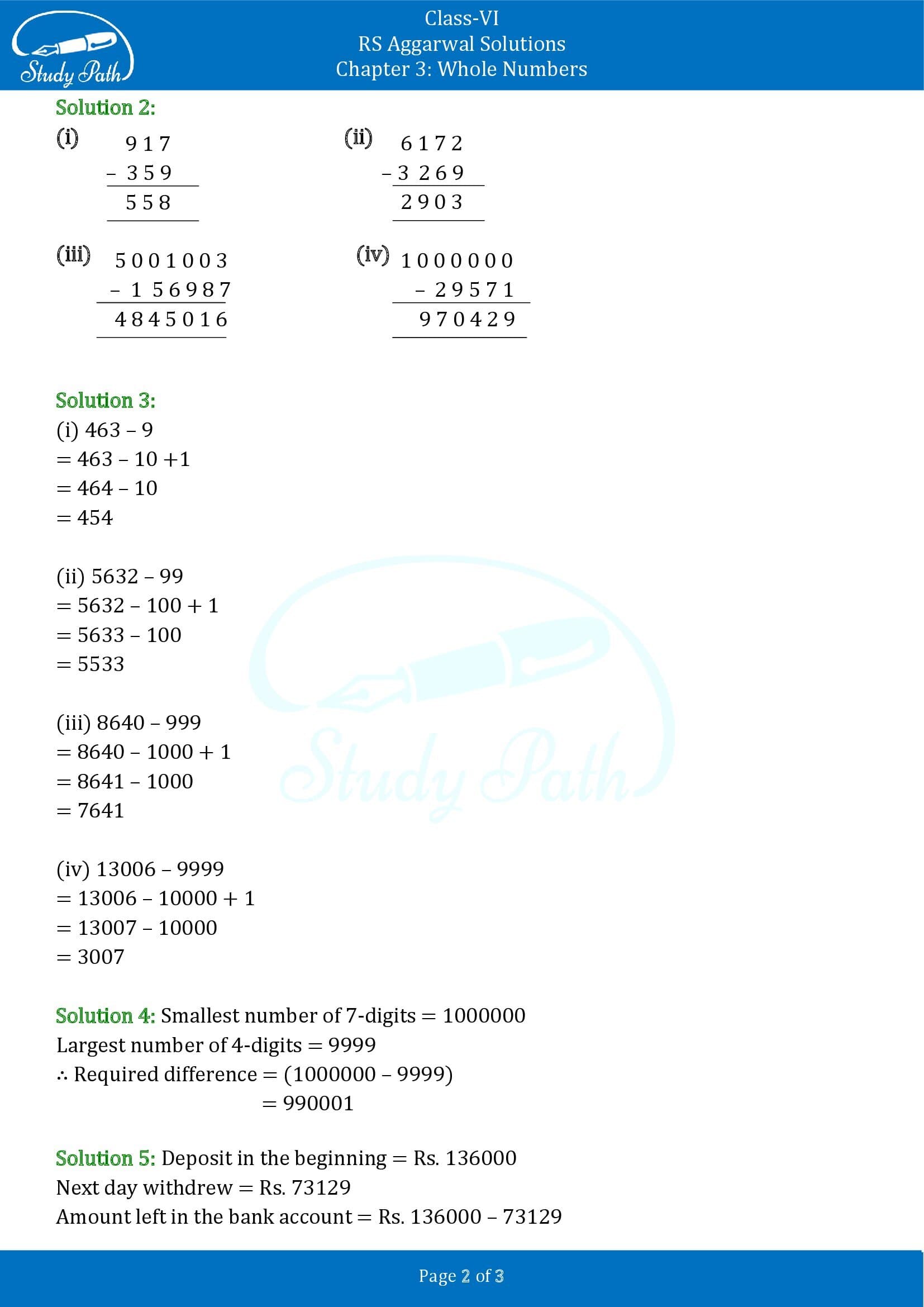 RS Aggarwal Solutions Class 6 Chapter 3 Whole Numbers Exercise 3C 00002