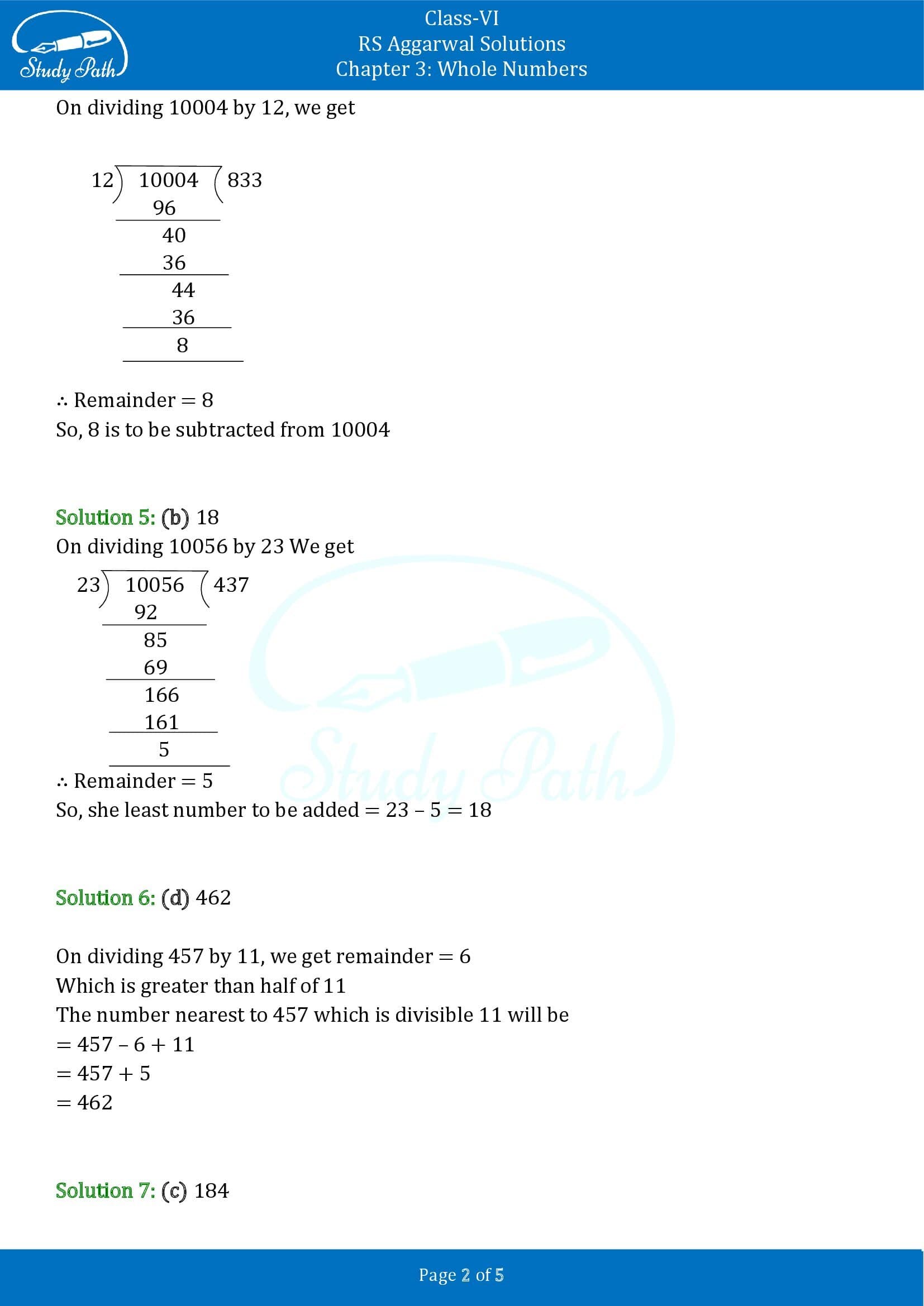 RS Aggarwal Solutions Class 6 Chapter 3 Whole Numbers Exercise 3F MCQ 00002