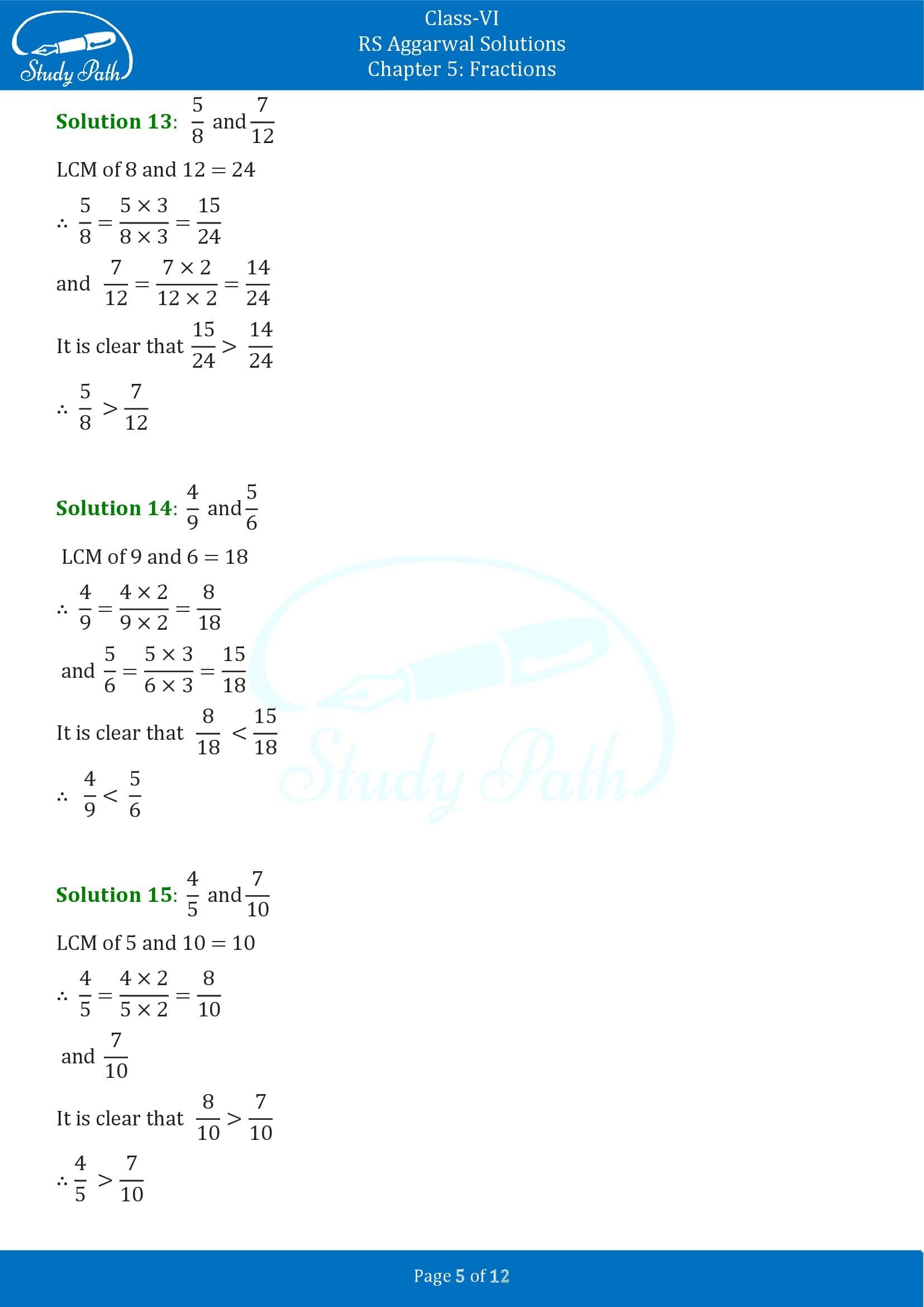 RS Aggarwal Solutions Class 6 Chapter 5 Fractions Exercise 5D 0005