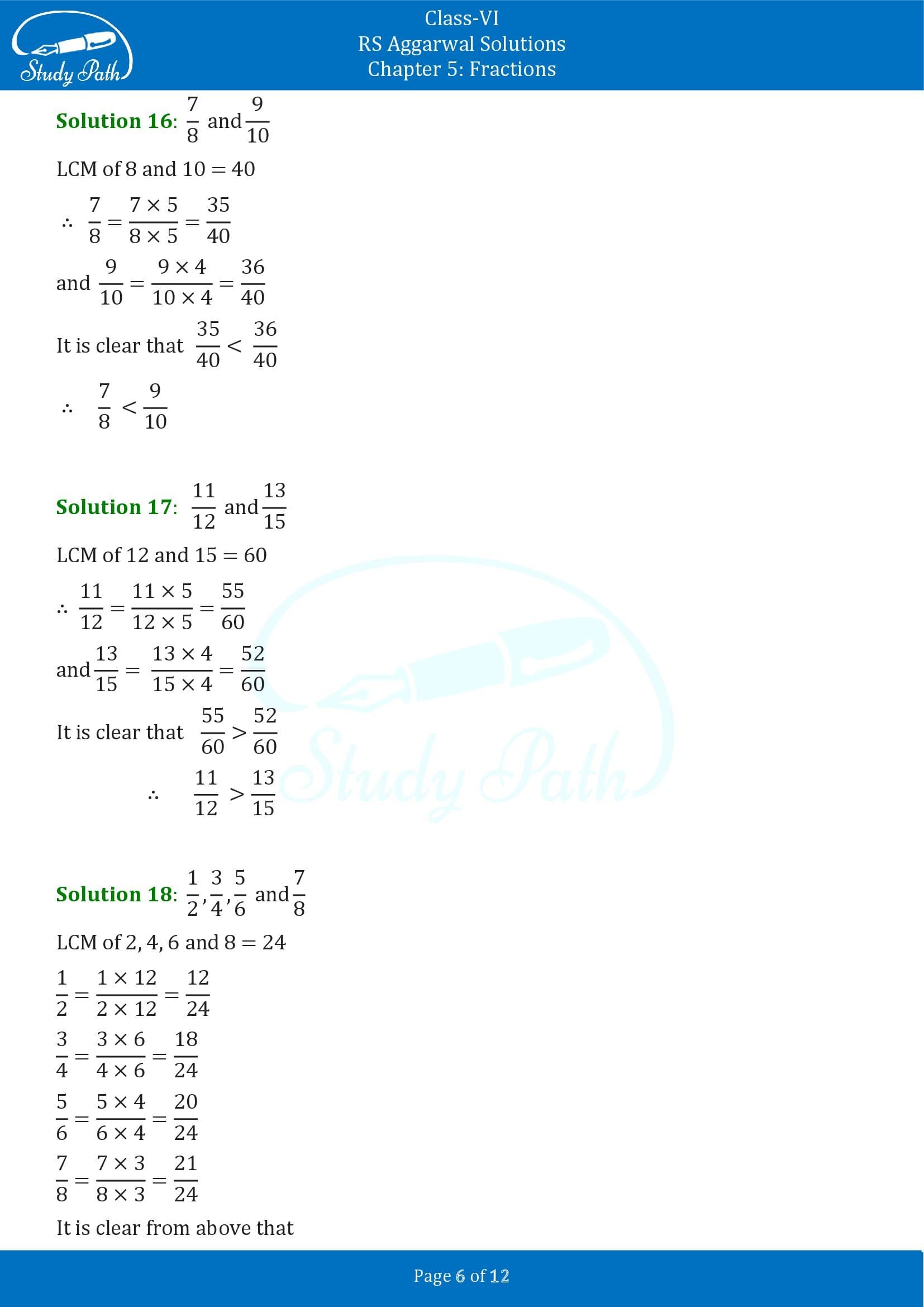 RS Aggarwal Solutions Class 6 Chapter 5 Fractions Exercise 5D 0006