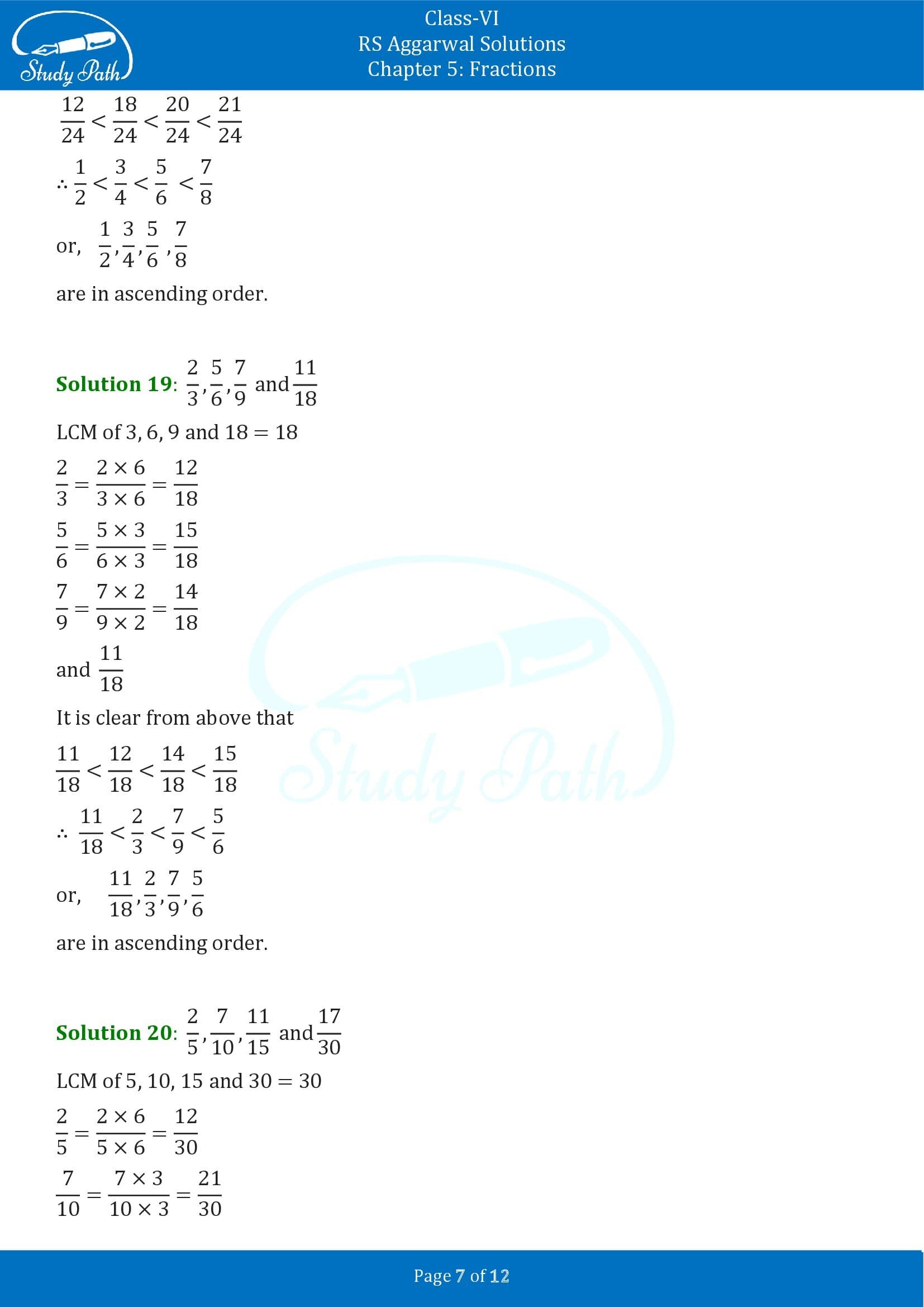 RS Aggarwal Solutions Class 6 Chapter 5 Fractions Exercise 5D 0007