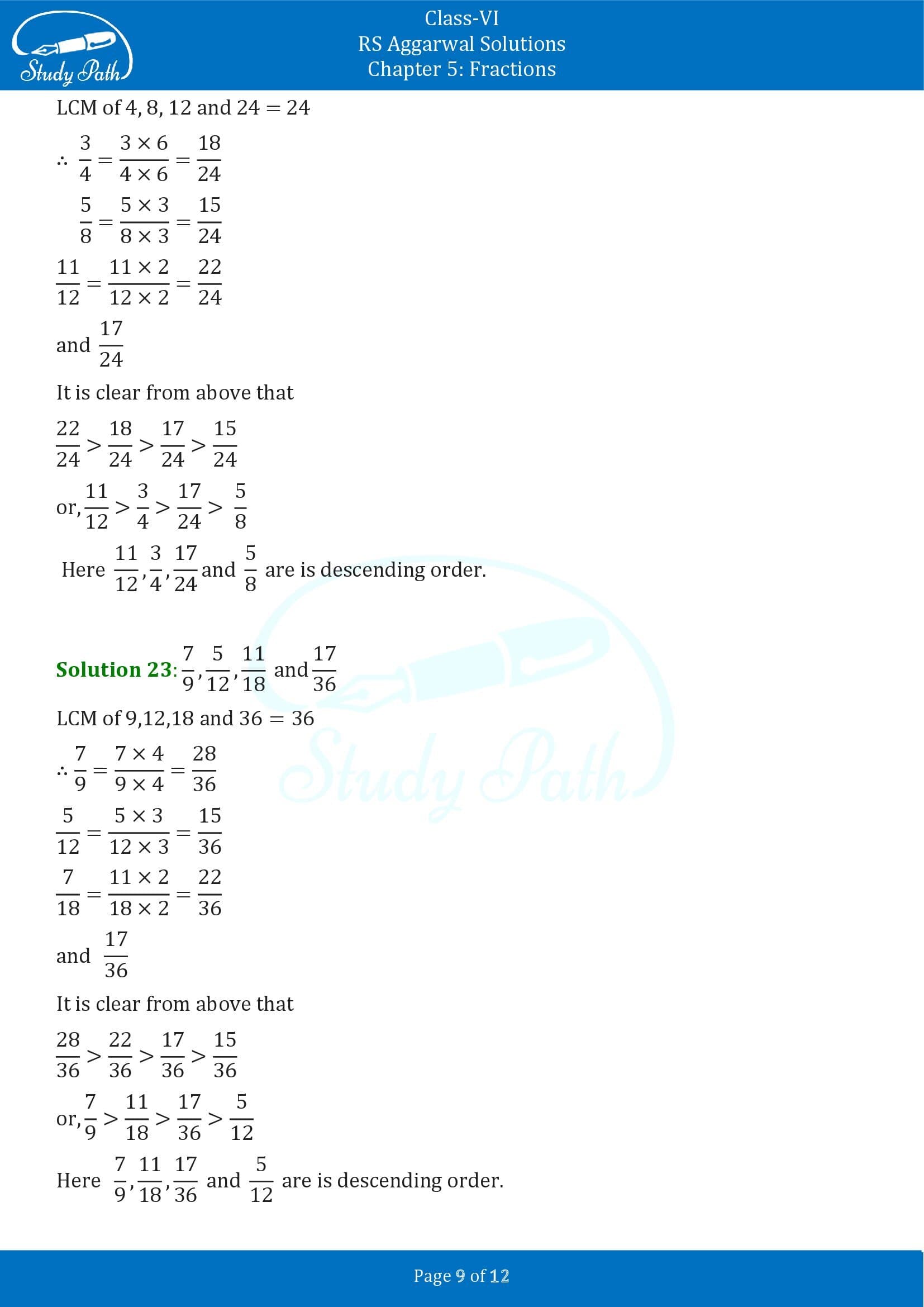 RS Aggarwal Solutions Class 6 Chapter 5 Fractions Exercise 5D 0009