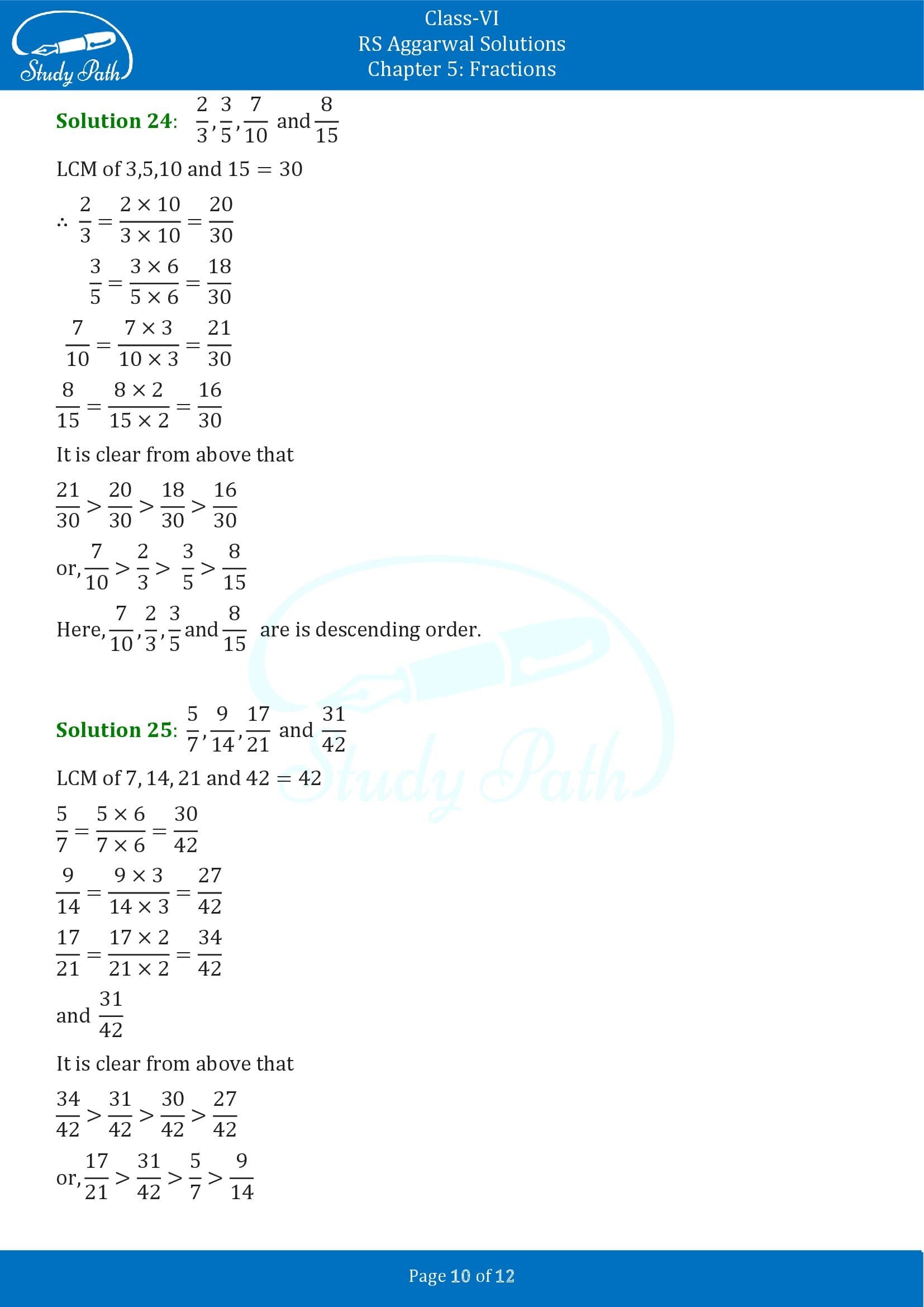 RS Aggarwal Solutions Class 6 Chapter 5 Fractions Exercise 5D 0010