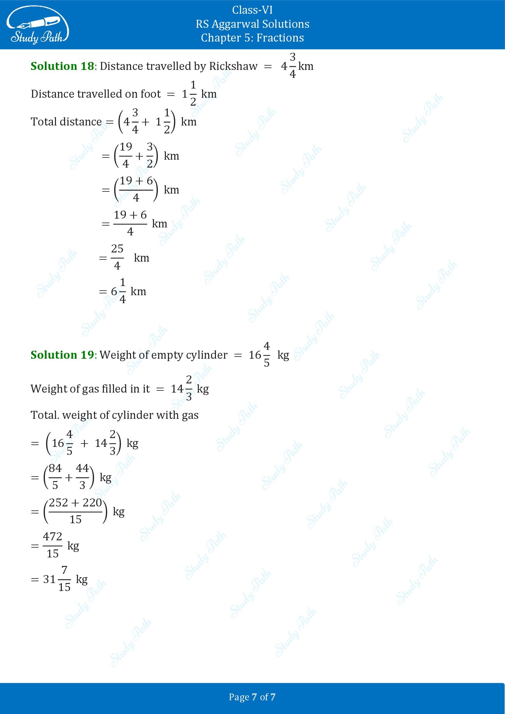 RS Aggarwal Solutions Class 6 Chapter 5 Fractions Exercise 5E 0007