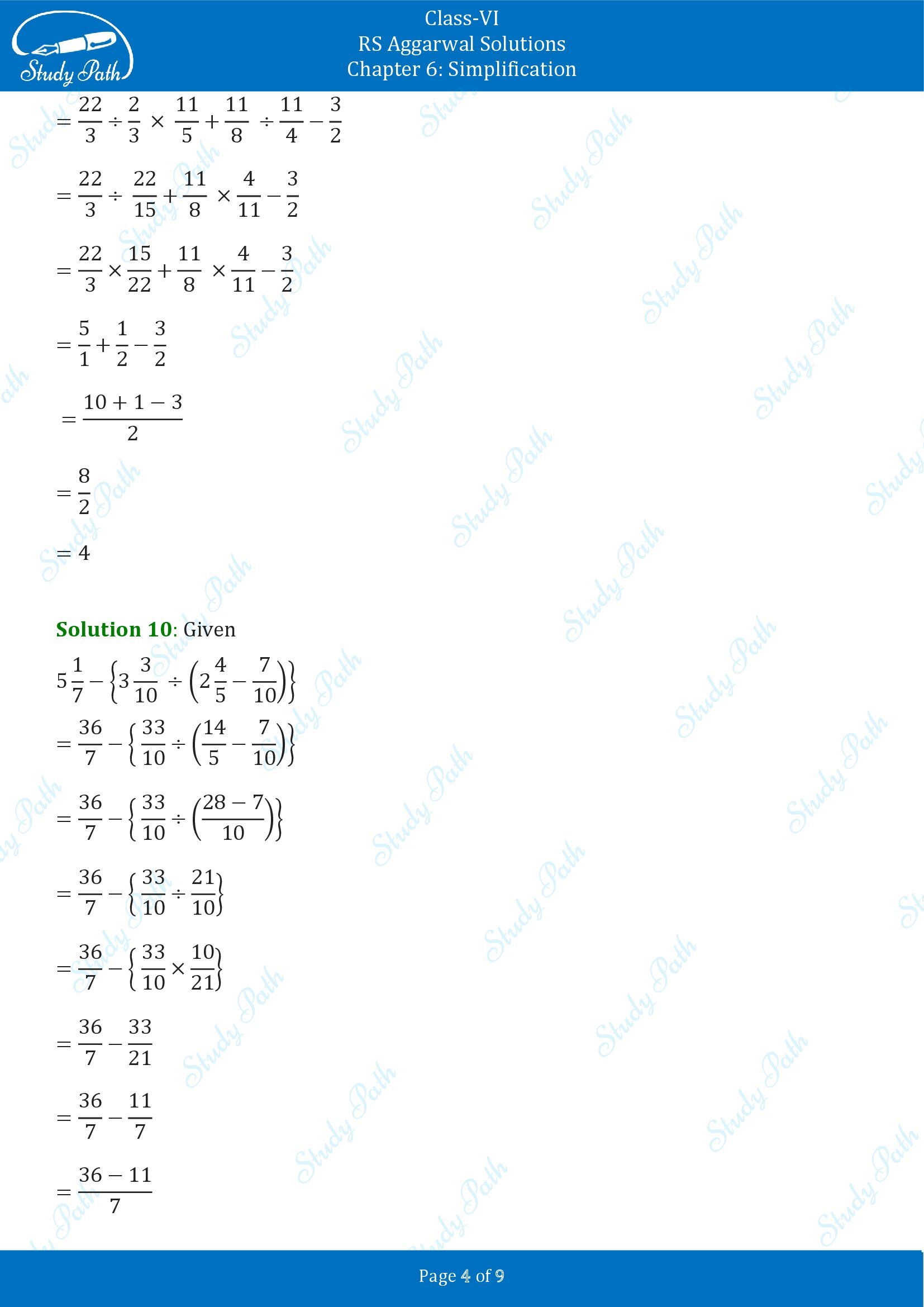 RS Aggarwal Solutions Class 6 Chapter 6 Simplification Exercise 6A 004