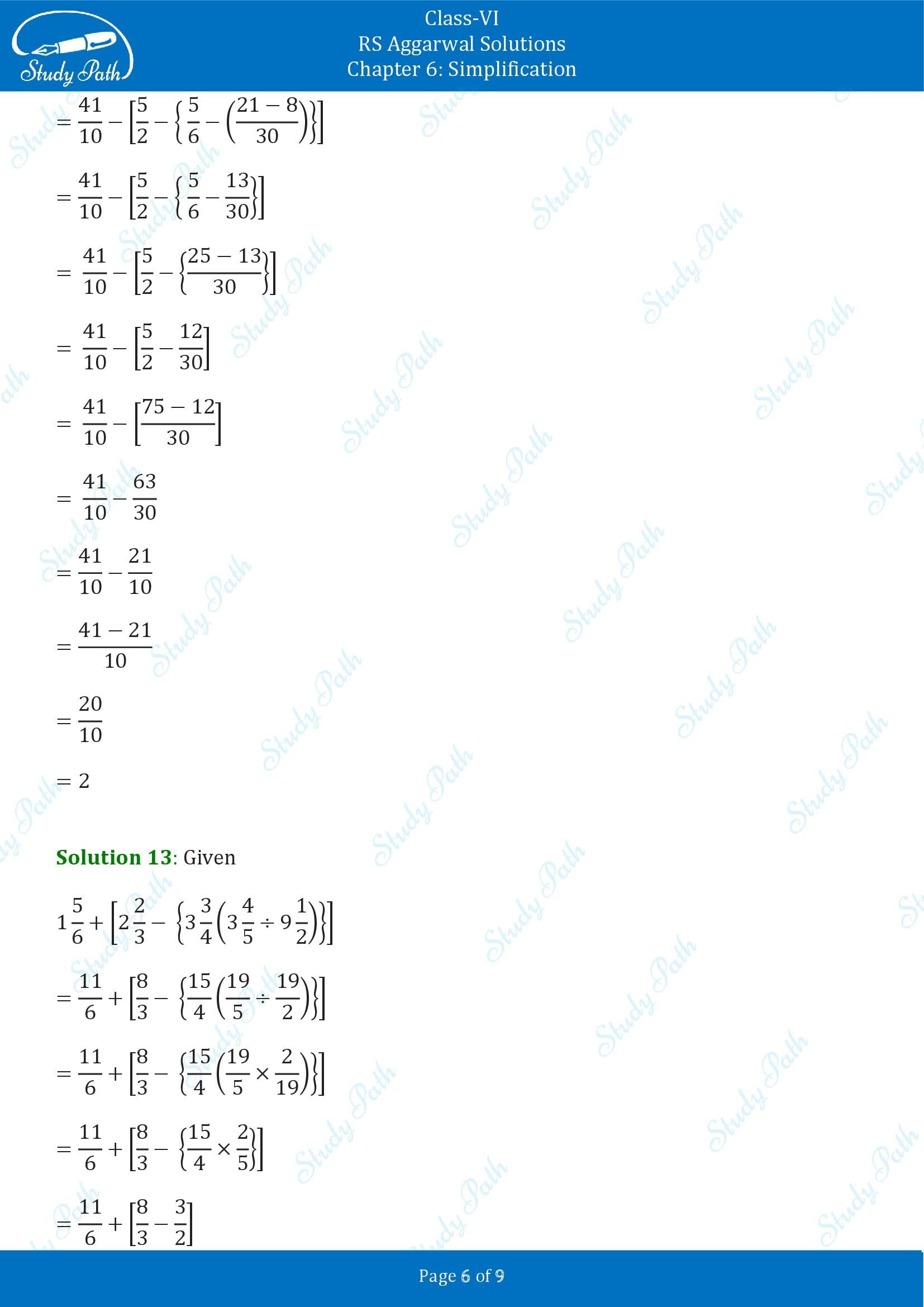 RS Aggarwal Solutions Class 6 Chapter 6 Simplification Exercise 6A 006