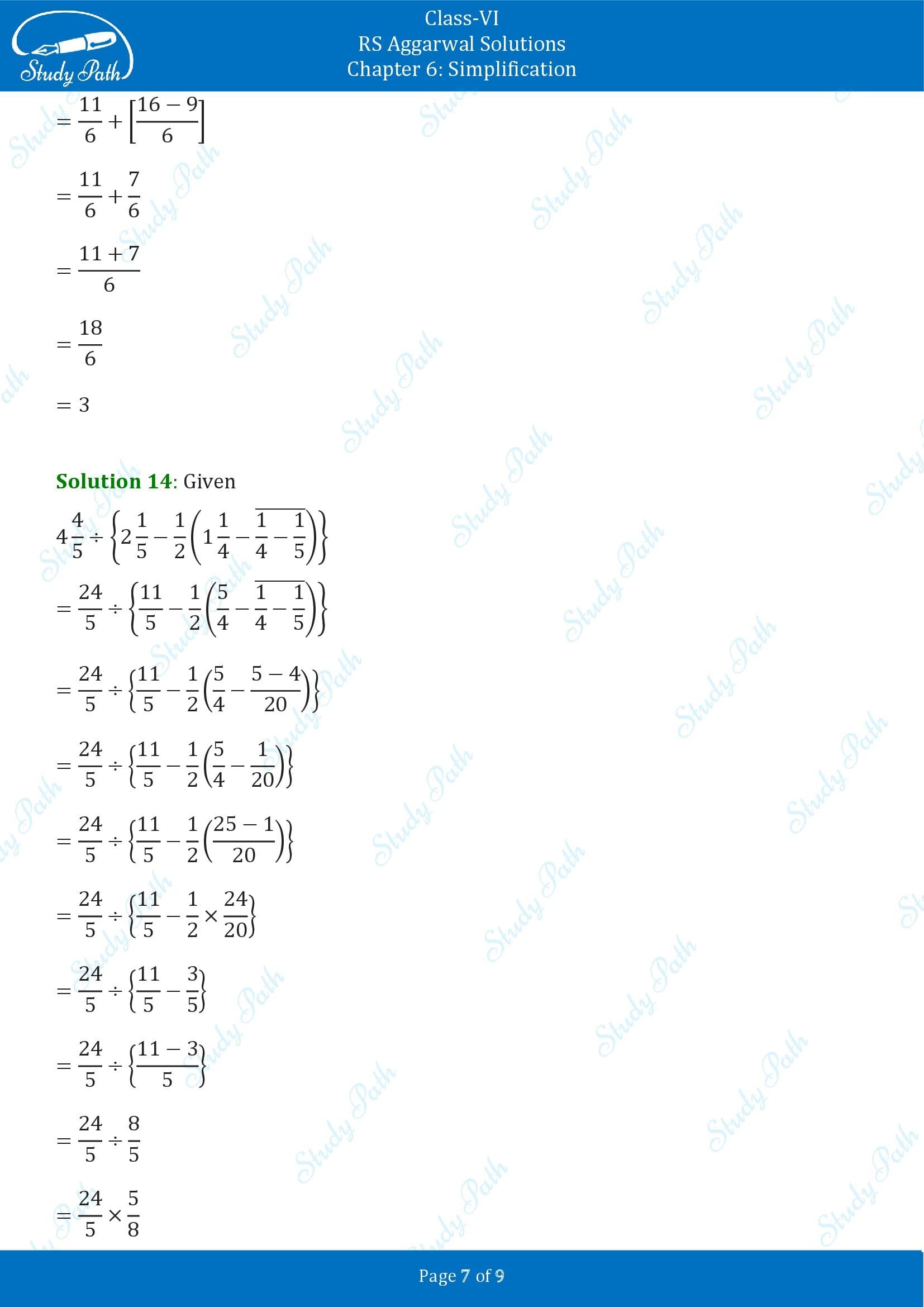 RS Aggarwal Solutions Class 6 Chapter 6 Simplification Exercise 6A 007