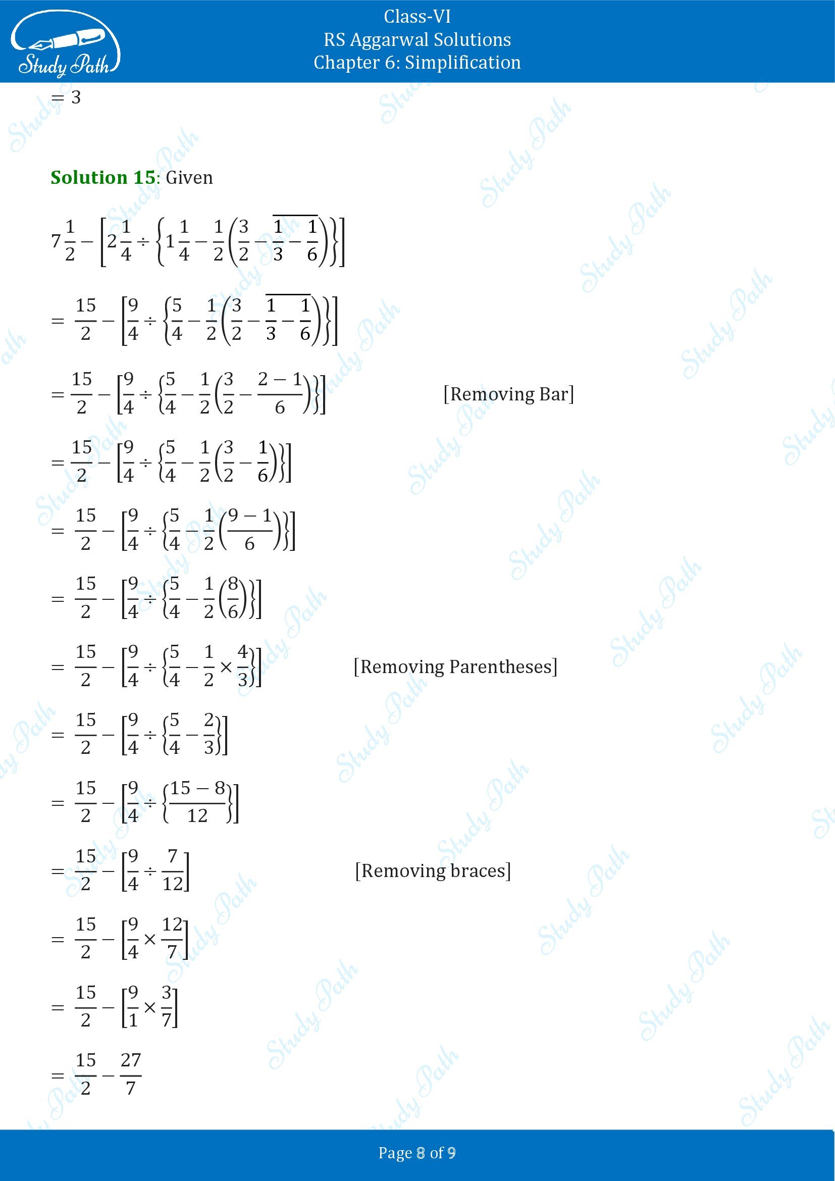 RS Aggarwal Solutions Class 6 Chapter 6 Simplification Exercise 6A 008