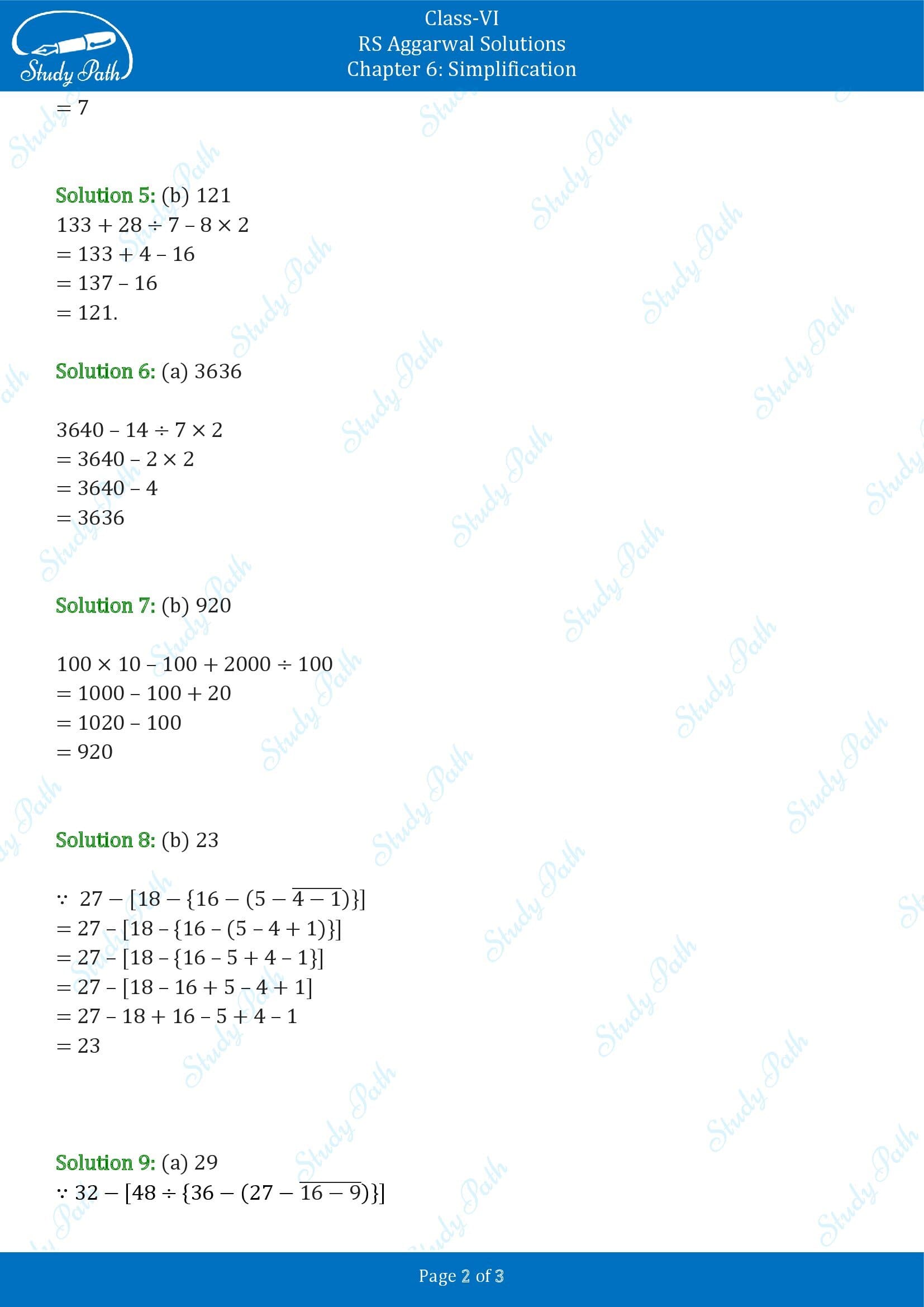RS Aggarwal Solutions Class 6 Chapter 6 Simplification Exercise 6B MCQ 0002