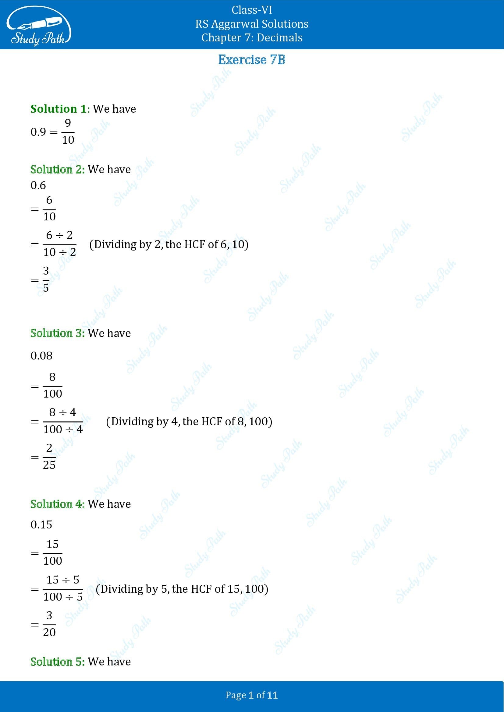 RS Aggarwal Solutions Class 6 Chapter 7 Decimals Exercise 7B 0001