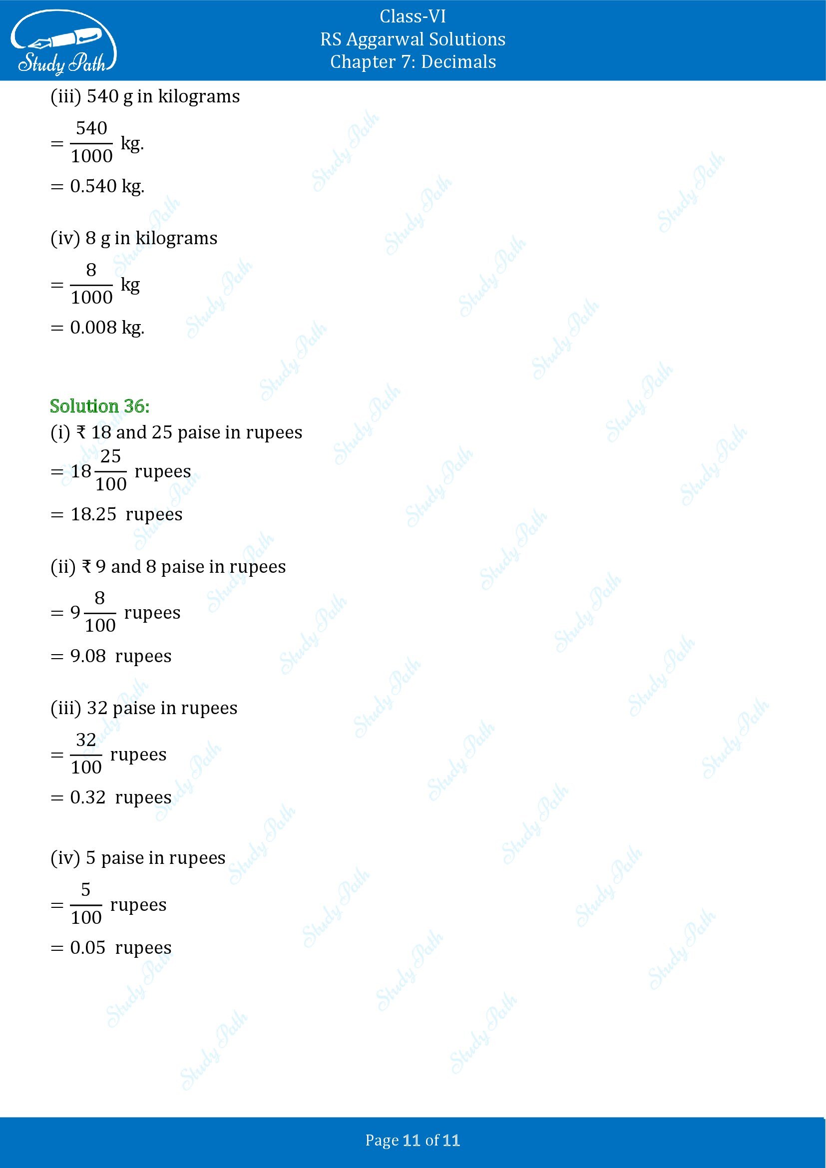 RS Aggarwal Solutions Class 6 Chapter 7 Decimals Exercise 7B 0011