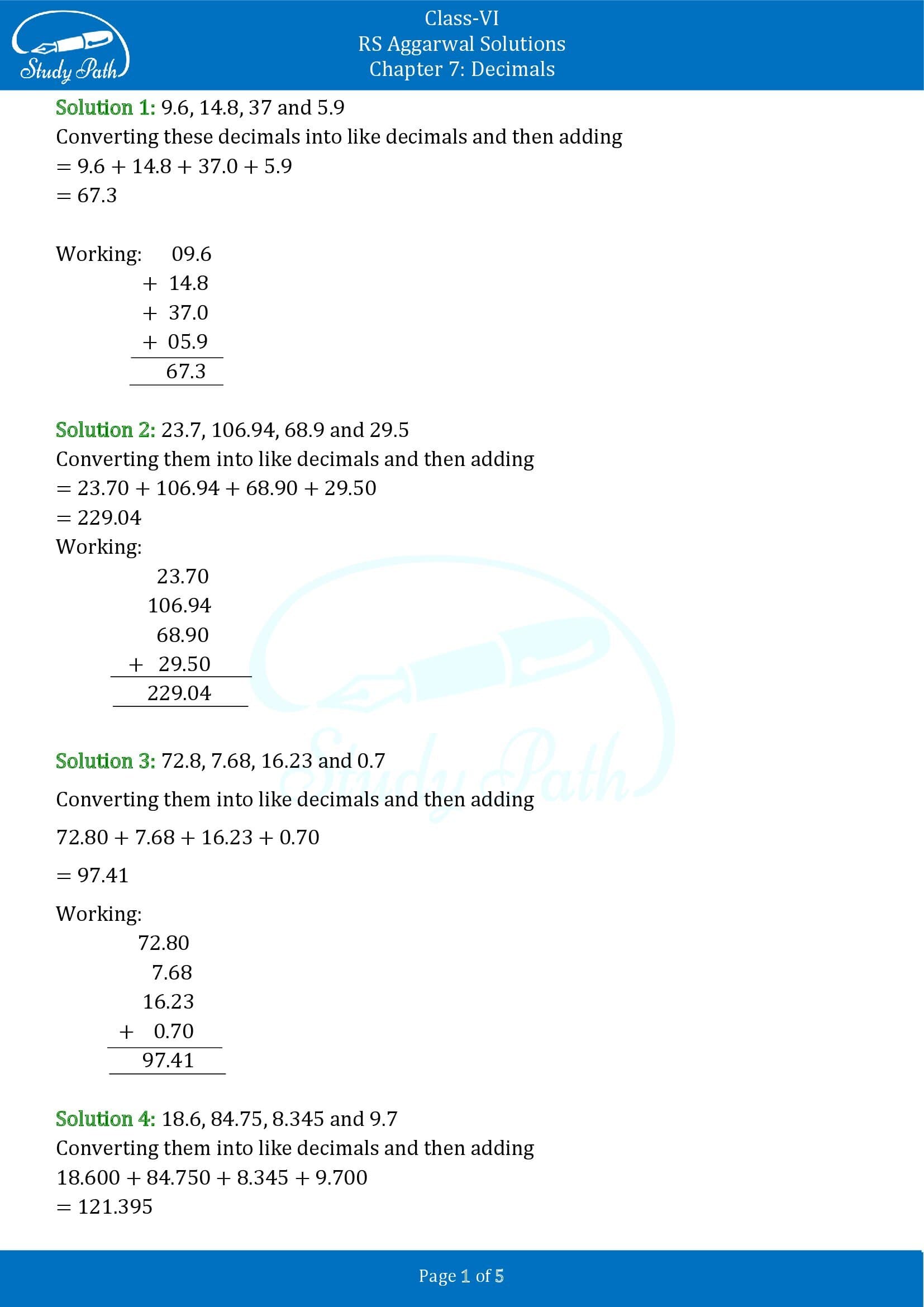 RS Aggarwal Solutions Class 6 Chapter 7 Decimals Exercise 7C 0001