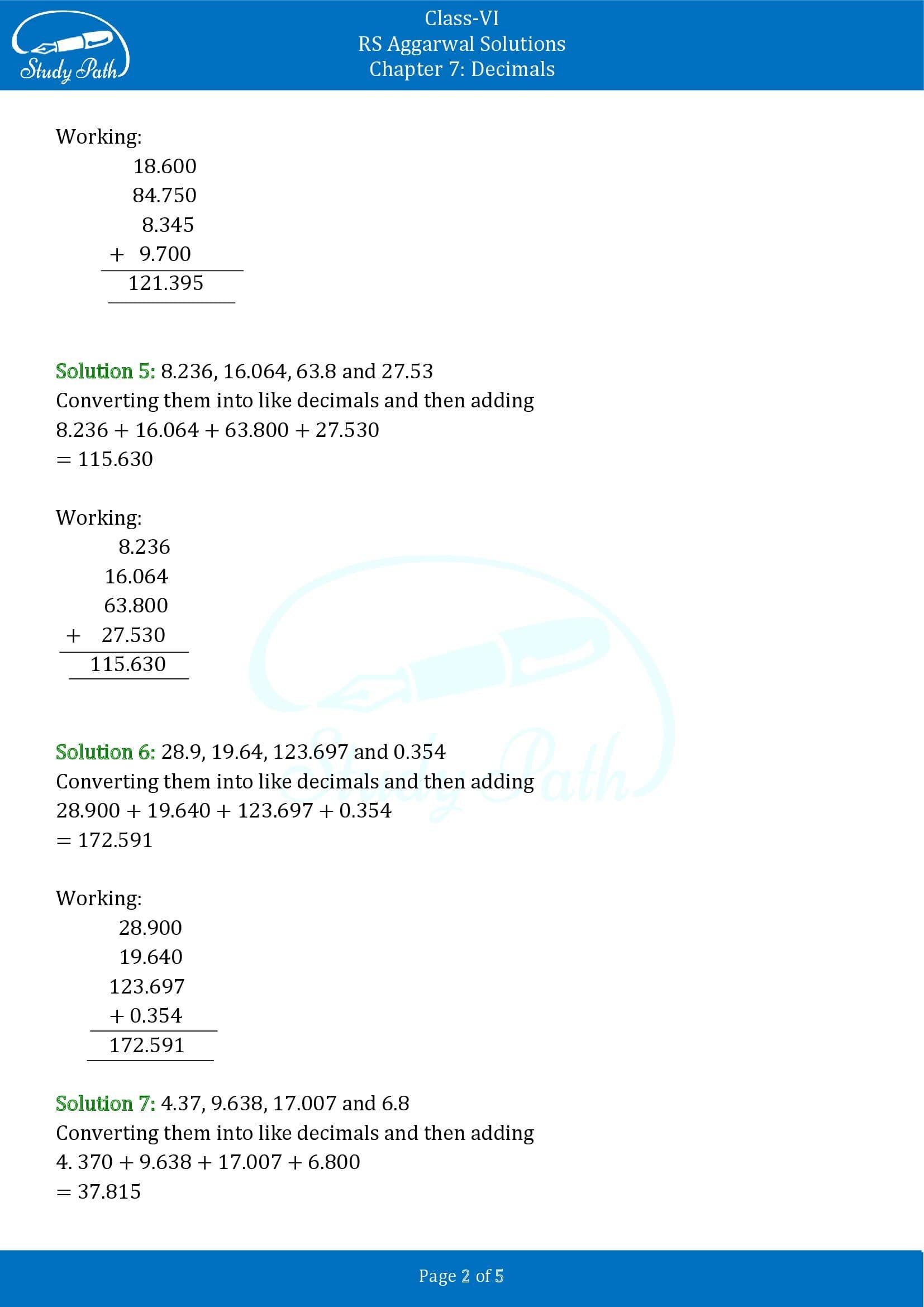 RS Aggarwal Solutions Class 6 Chapter 7 Decimals Exercise 7C 0002