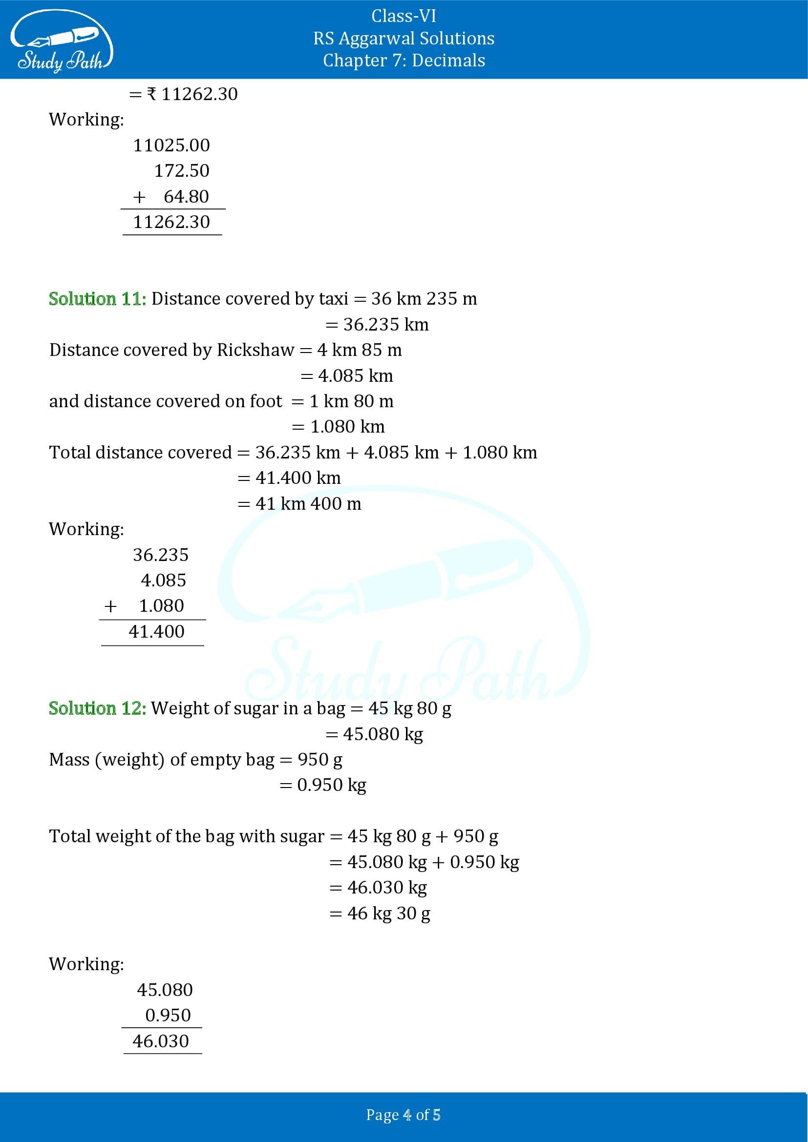 RS Aggarwal Solutions Class 6 Chapter 7 Decimals Exercise 7C 0004