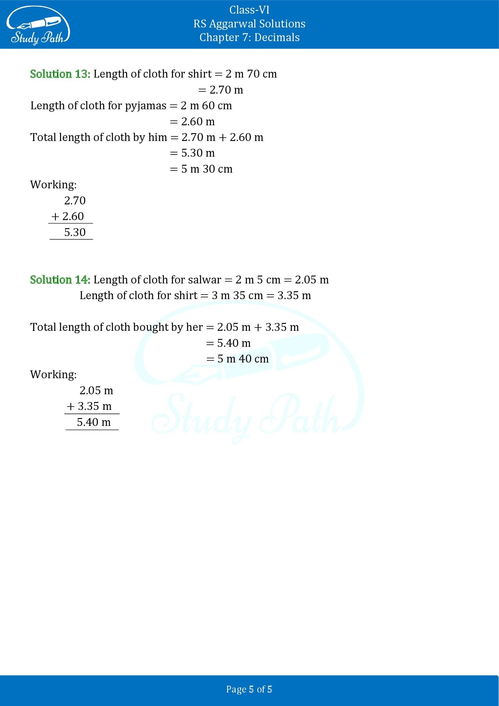 RS Aggarwal Solutions Class 6 Chapter 7 Decimals Exercise 7C 0005