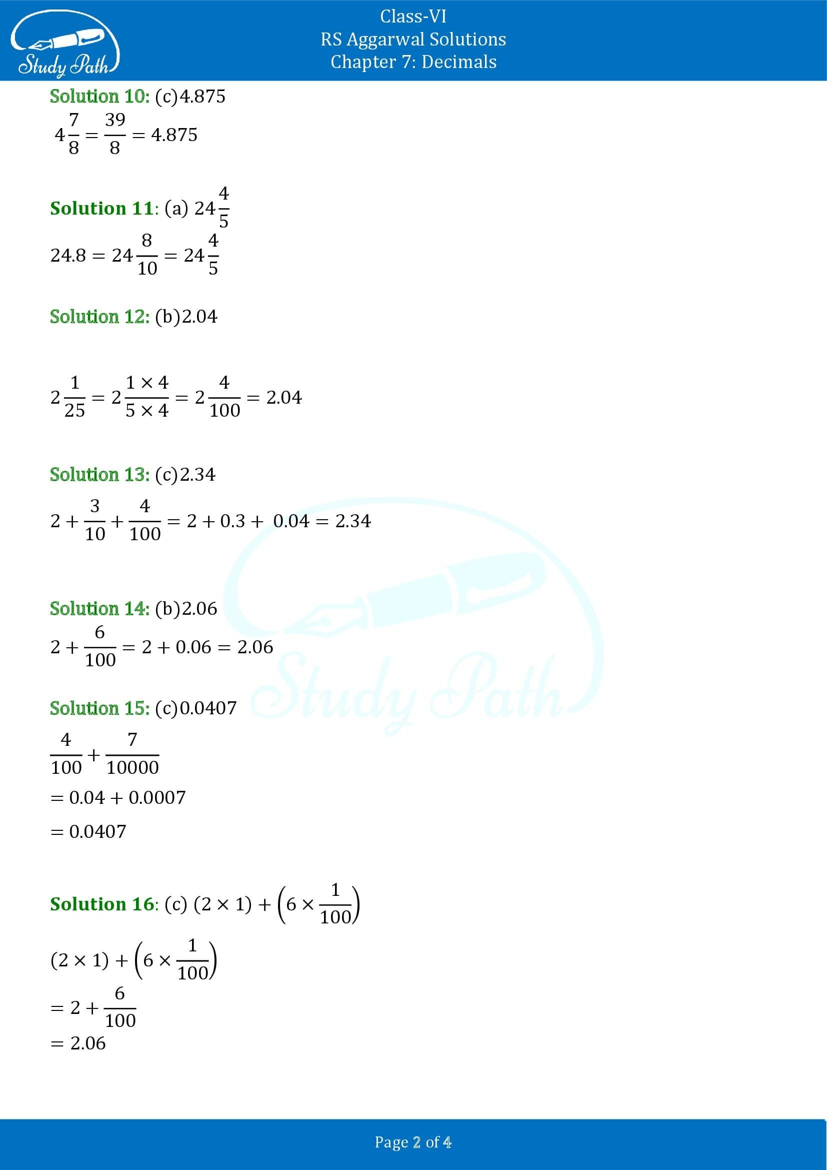 RS Aggarwal Solutions Class 6 Chapter 7 Decimals Exercise 7E MCQ 0002