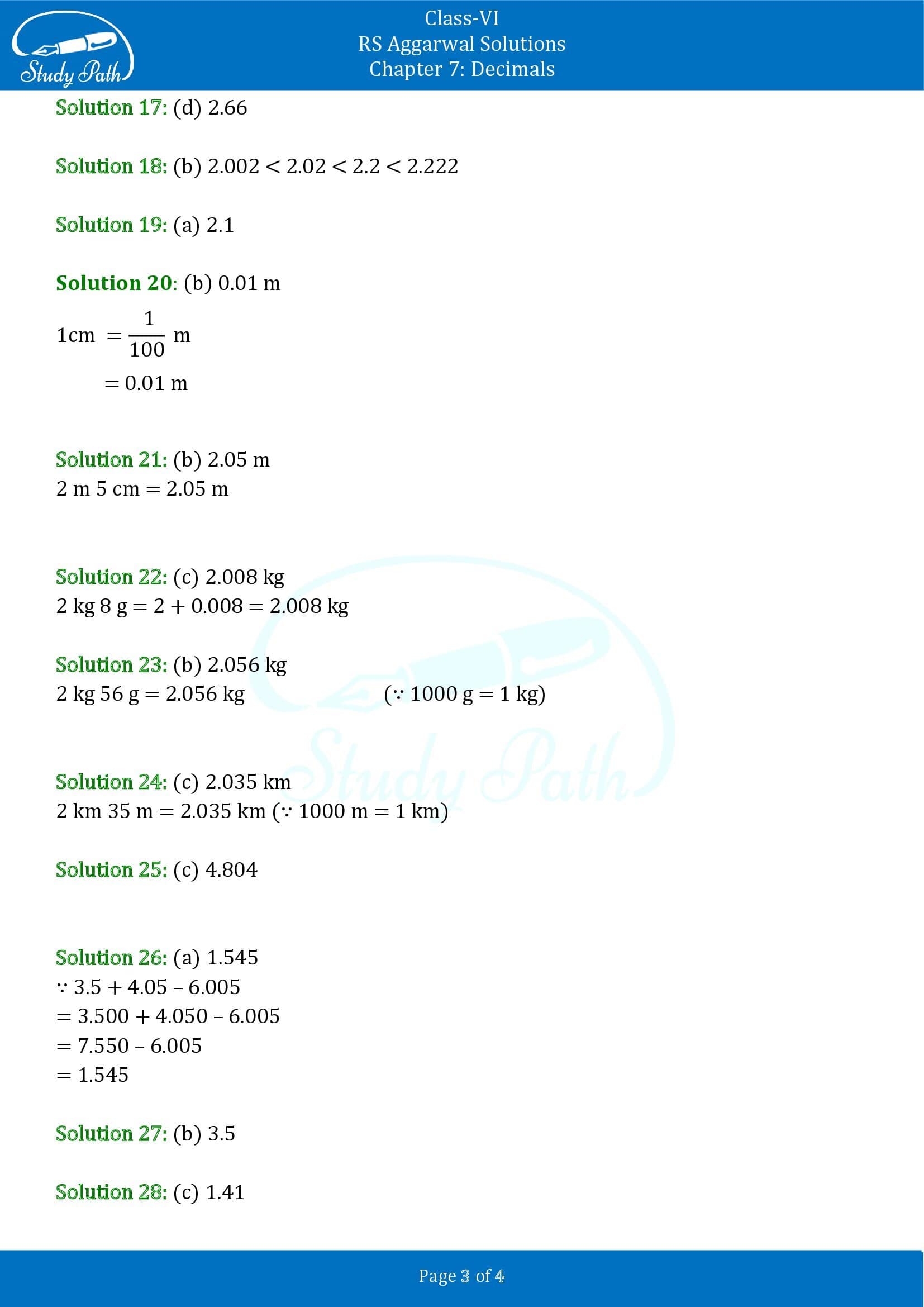 RS Aggarwal Solutions Class 6 Chapter 7 Decimals Exercise 7E MCQ 0003