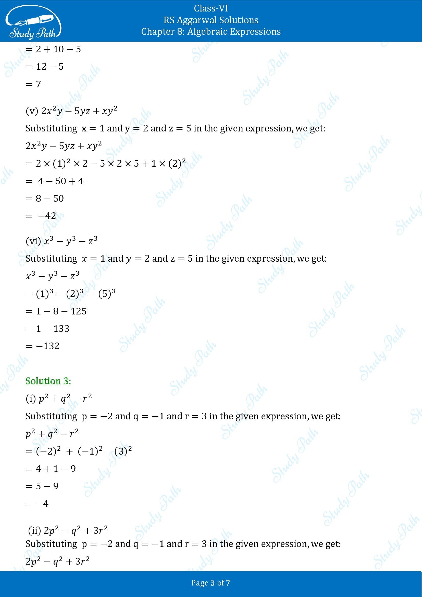 RS Aggarwal Solutions Class 6 Chapter 8 Algebraic Expressions Exercise 8B 0003