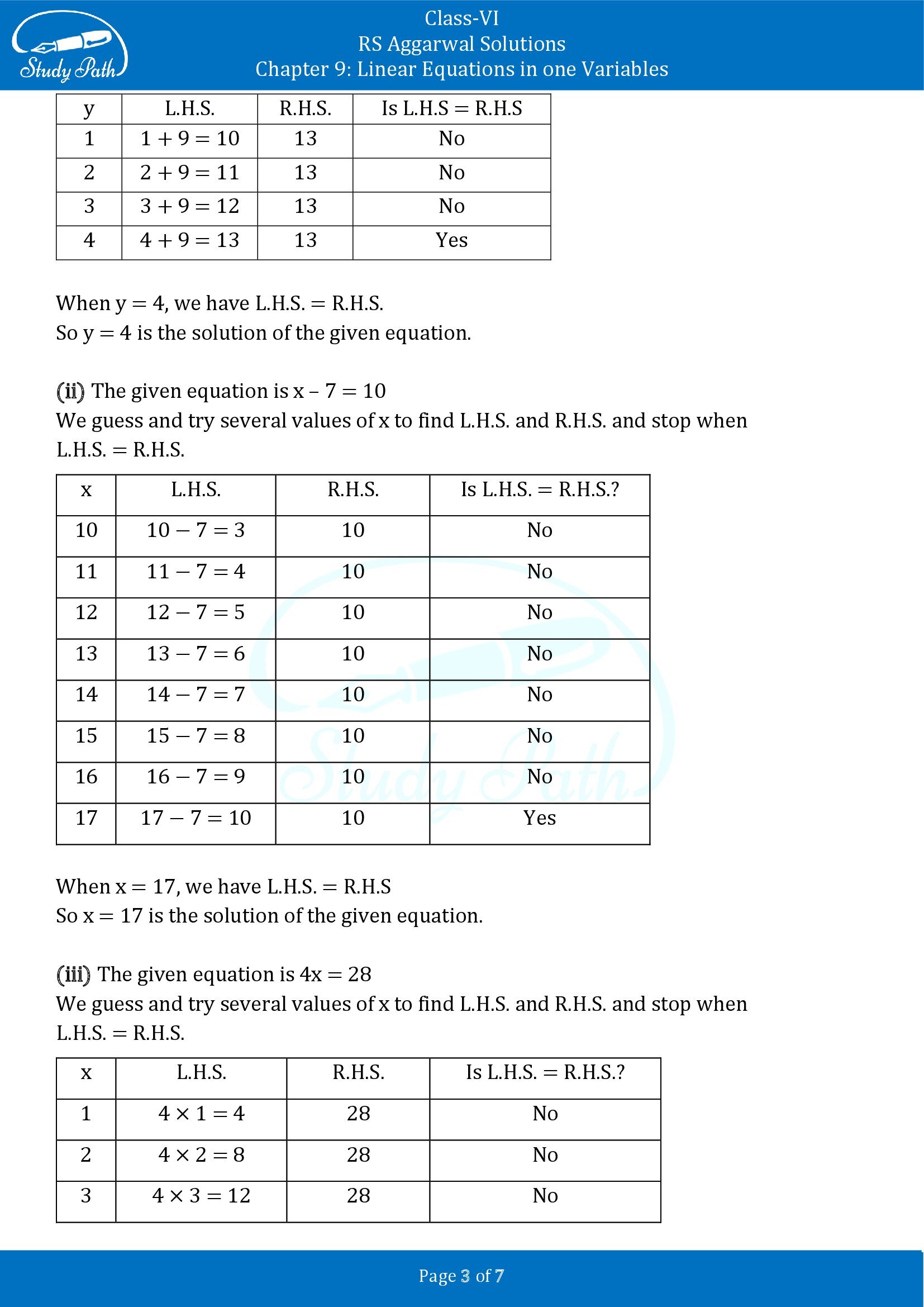RS Aggarwal Solutions Class 6 Chapter 9 Linear Equations in One Variable Exercise 9A 00003