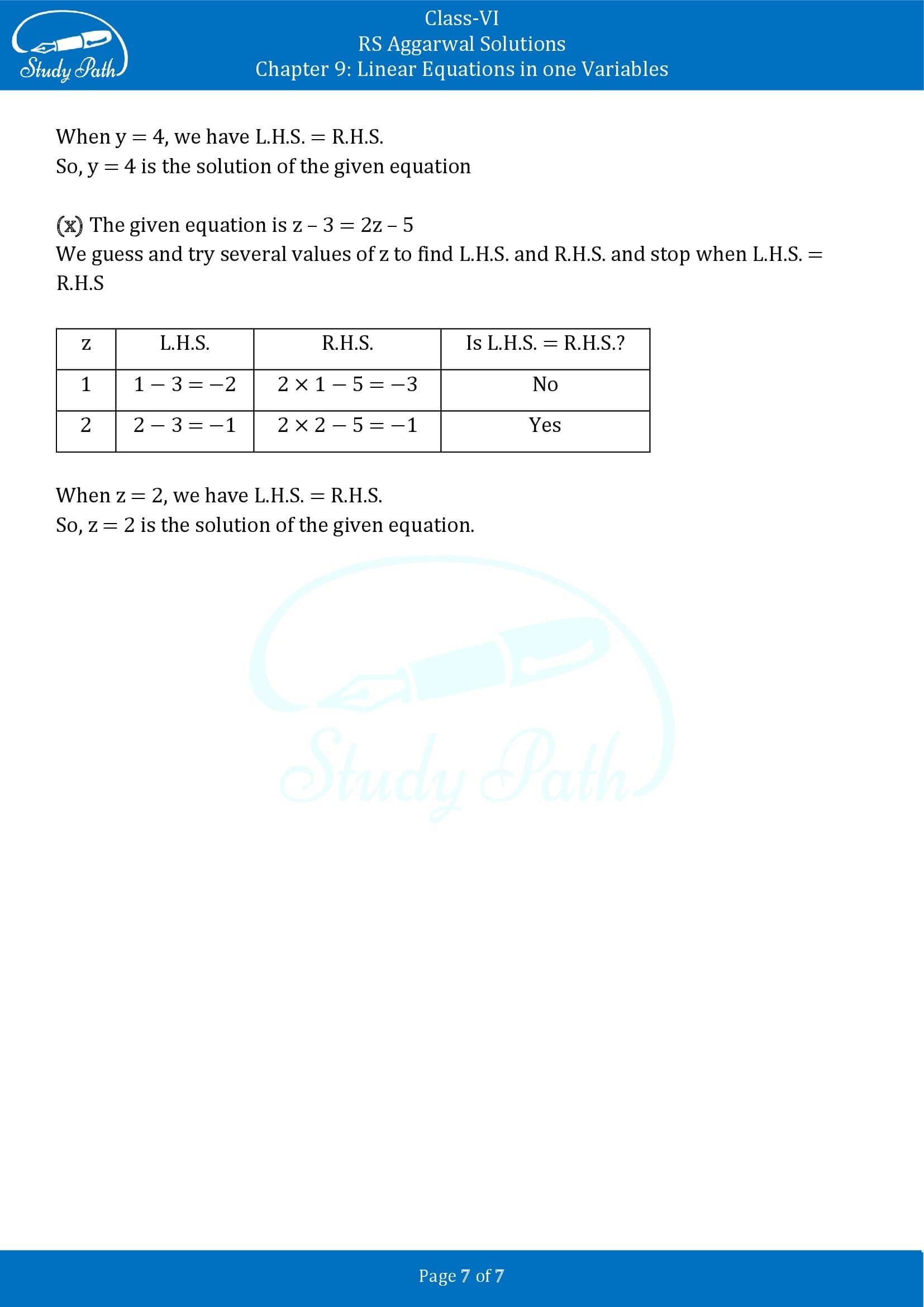 RS Aggarwal Solutions Class 6 Chapter 9 Linear Equations in One Variable Exercise 9A 00007