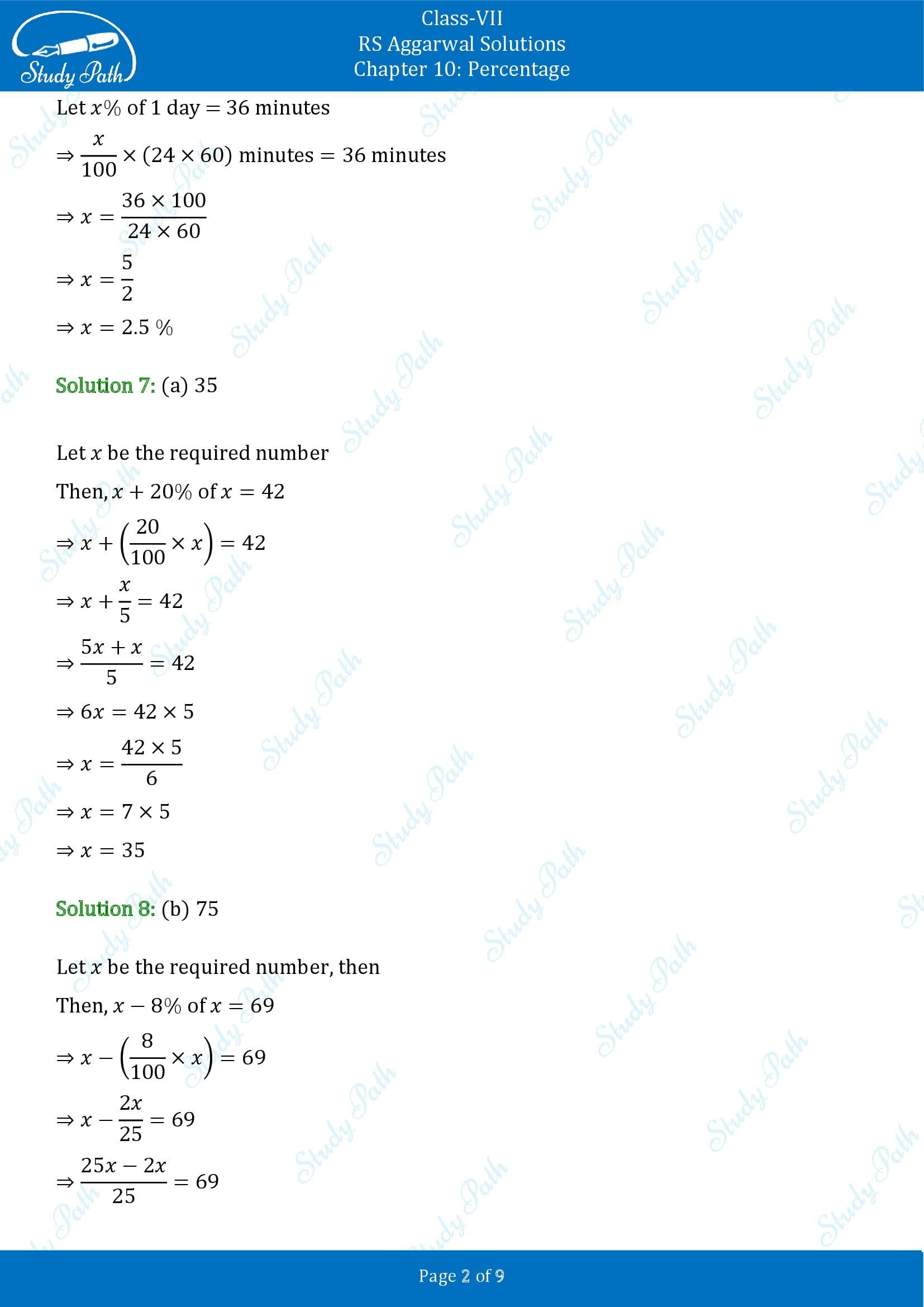 RS Aggarwal Solutions Class 7 Chapter 10 Percentage Exercise 10C MCQ 002