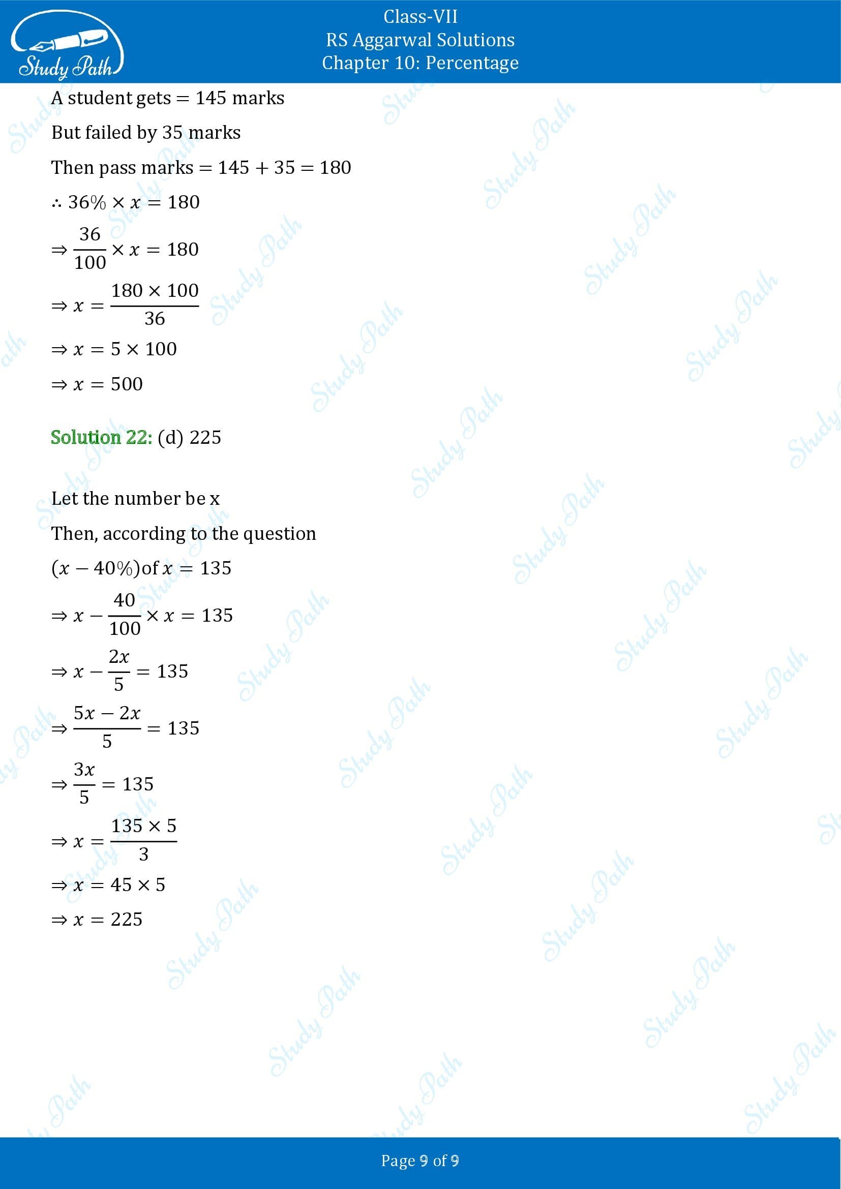 RS Aggarwal Solutions Class 7 Chapter 10 Percentage Exercise 10C MCQ 009