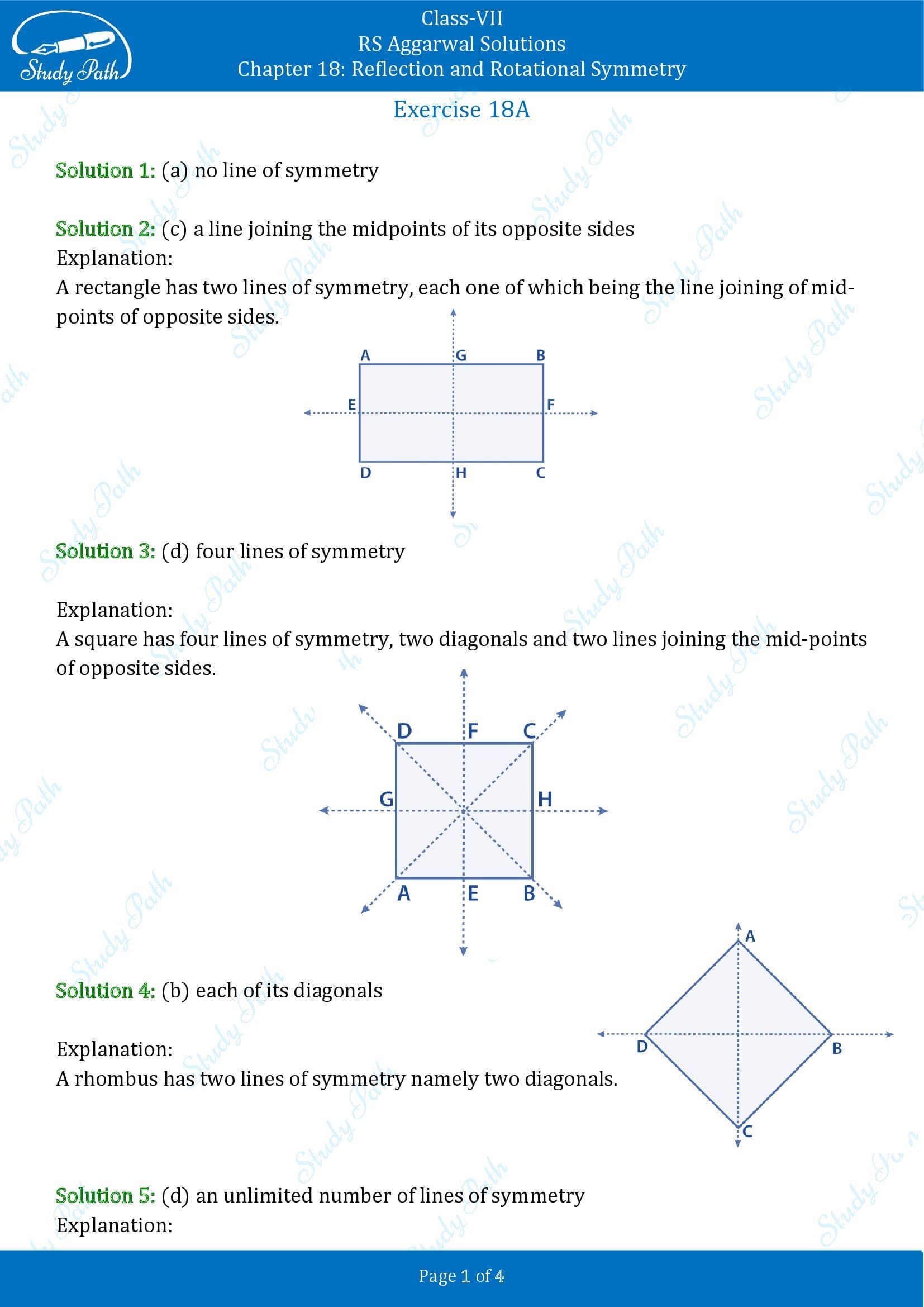 RS Aggarwal Solutions Class 7 Chapter 18 Reflection and Rotational Symmetry Exercise 18A 0001