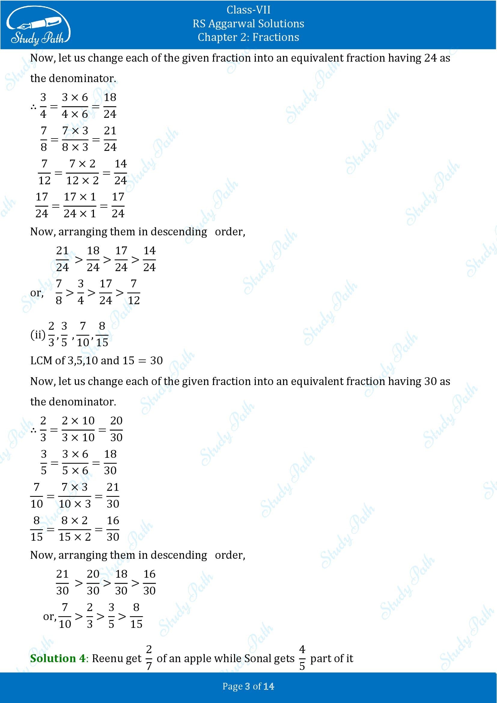 RS Aggarwal Solutions Class 7 Chapter 2 Fractions Exercise 2A 00003