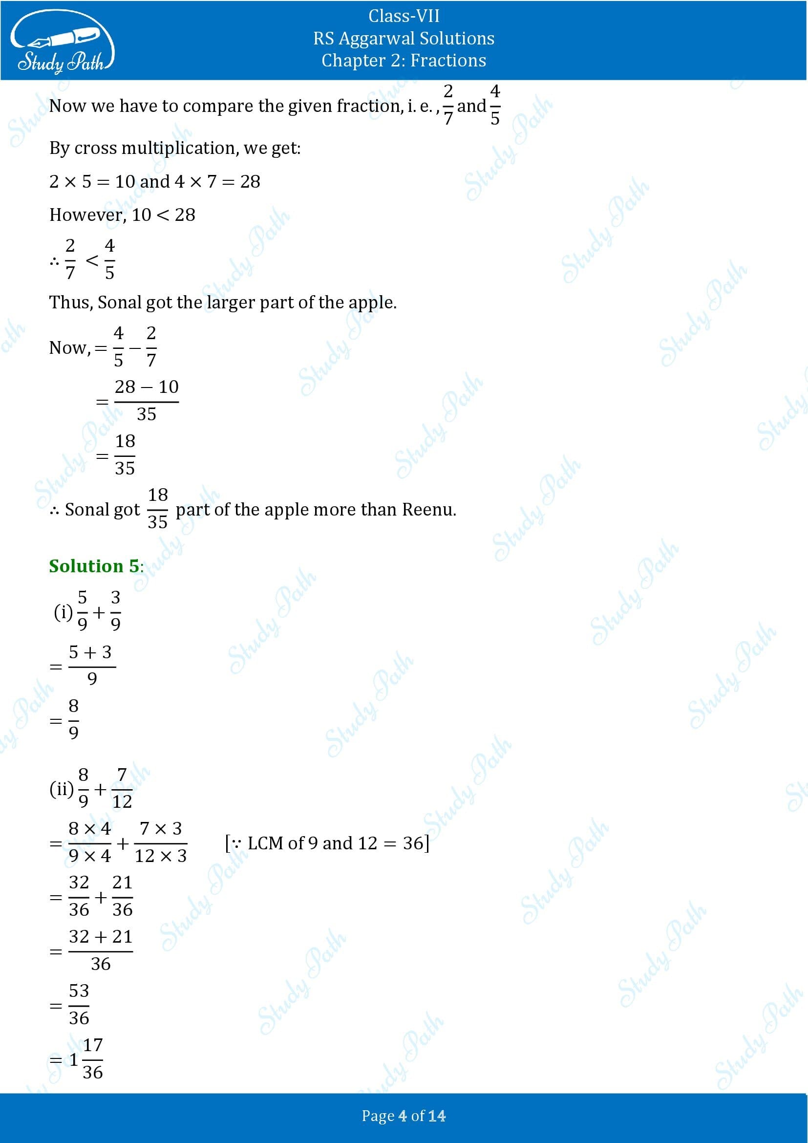 RS Aggarwal Solutions Class 7 Chapter 2 Fractions Exercise 2A 00004