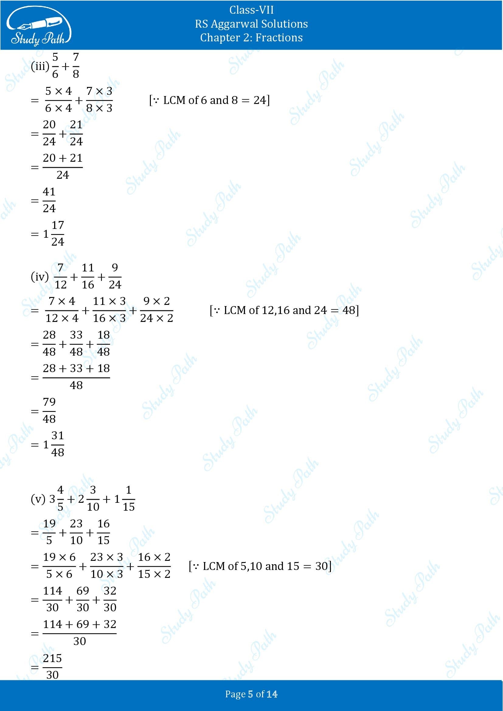 RS Aggarwal Solutions Class 7 Chapter 2 Fractions Exercise 2A 00005