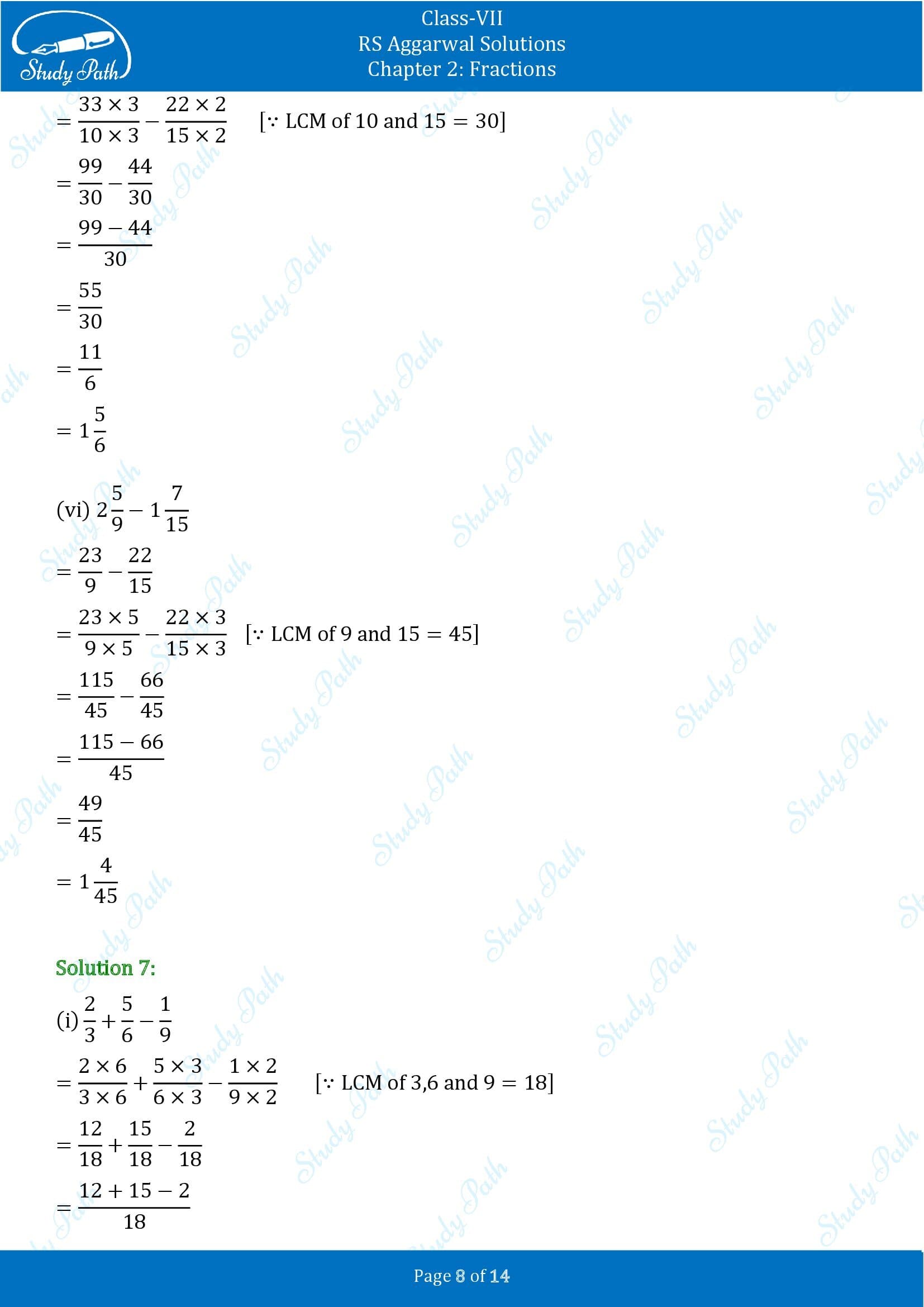 RS Aggarwal Solutions Class 7 Chapter 2 Fractions Exercise 2A 00008