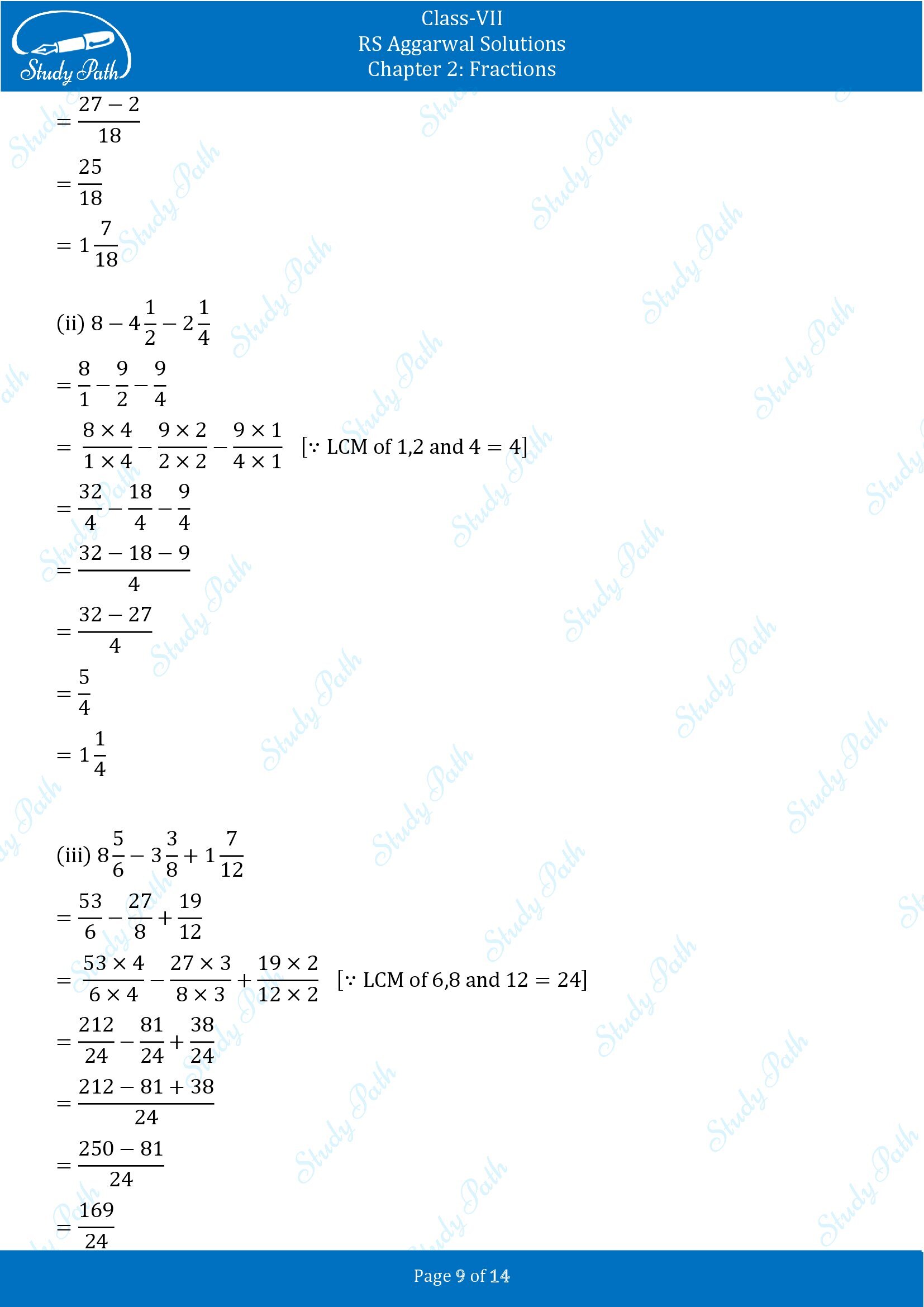 RS Aggarwal Solutions Class 7 Chapter 2 Fractions Exercise 2A 00009