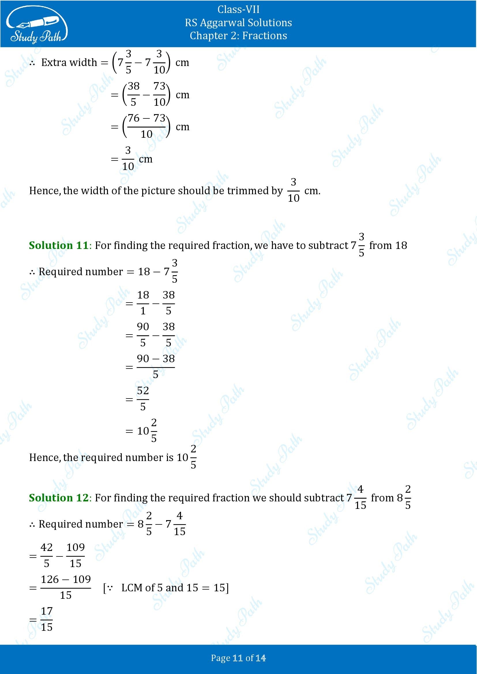 RS Aggarwal Solutions Class 7 Chapter 2 Fractions Exercise 2A 00011