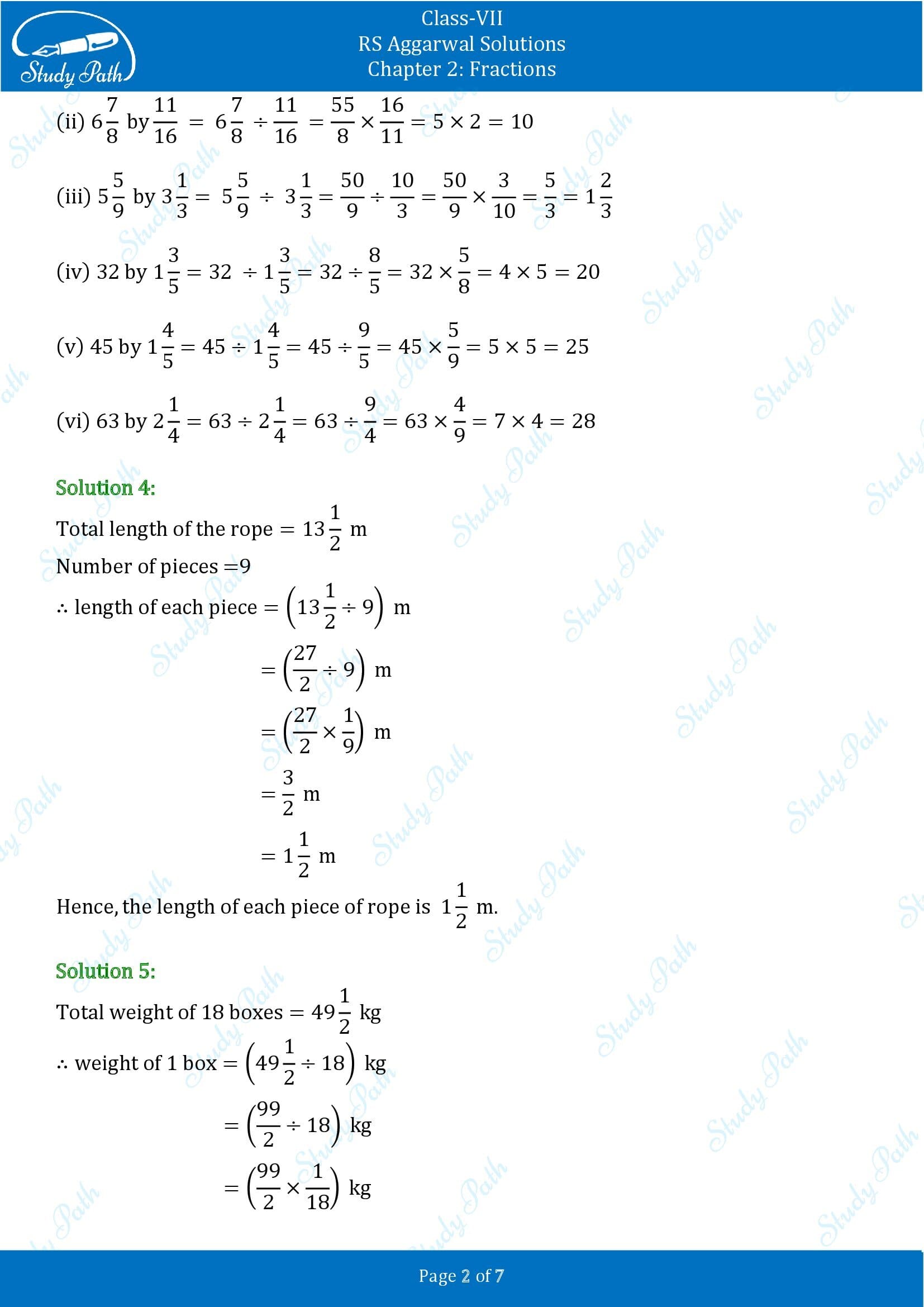 RS Aggarwal Solutions Class 7 Chapter 2 Fractions Exercise 2C 00002