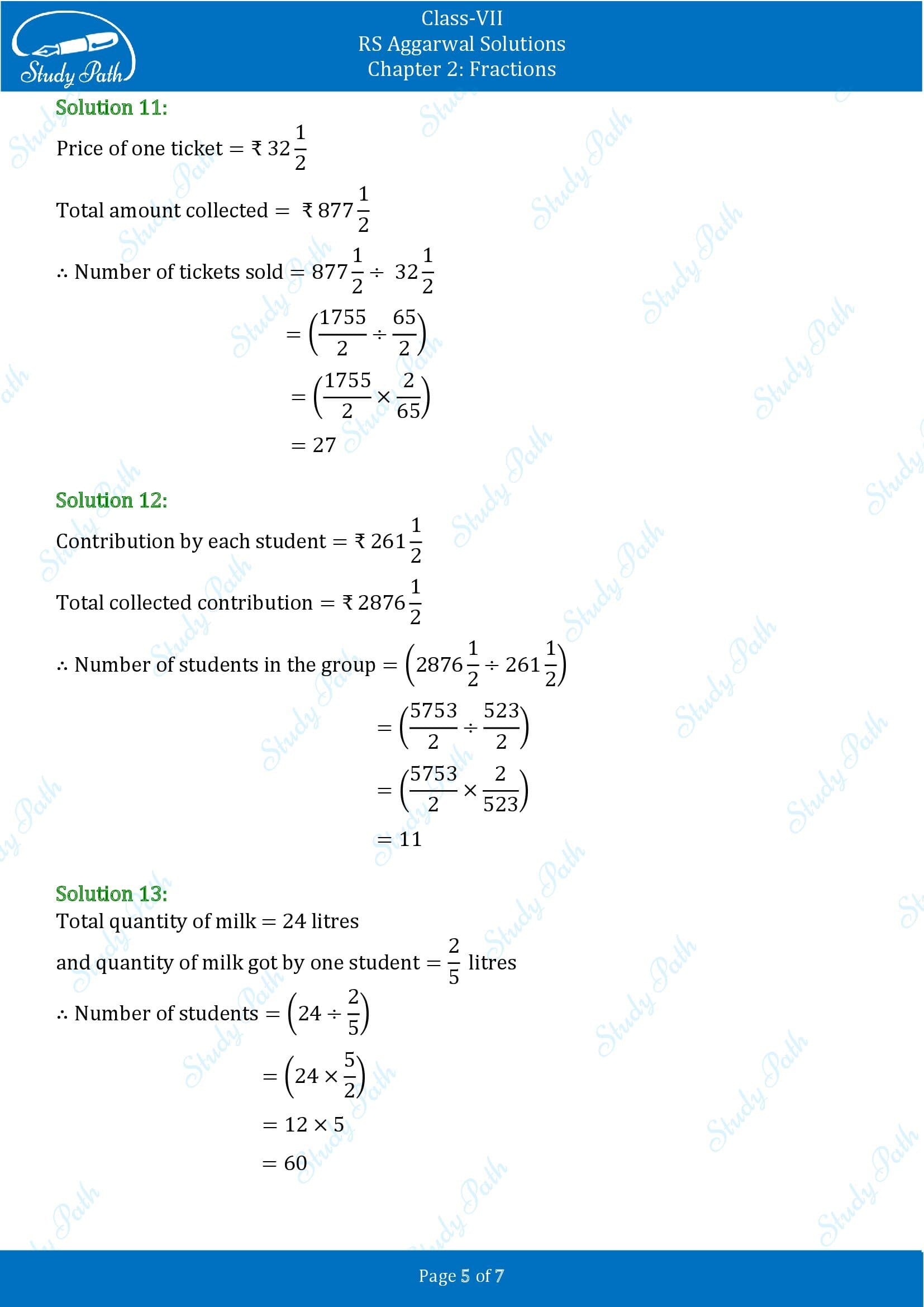 RS Aggarwal Solutions Class 7 Chapter 2 Fractions Exercise 2C 00005