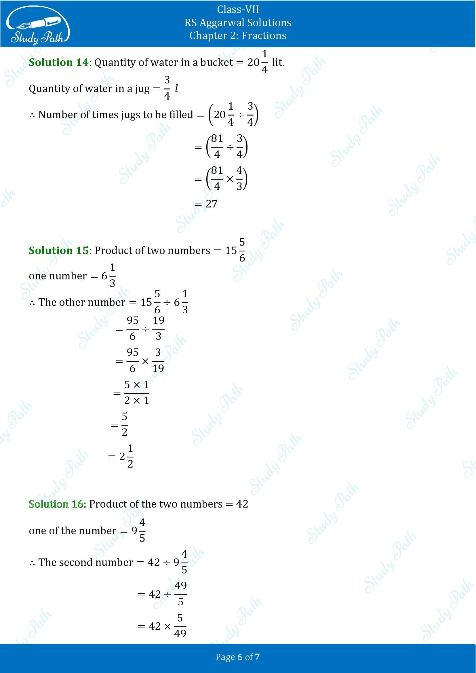 RS Aggarwal Solutions Class 7 Chapter 2 Fractions Exercise 2C 00006