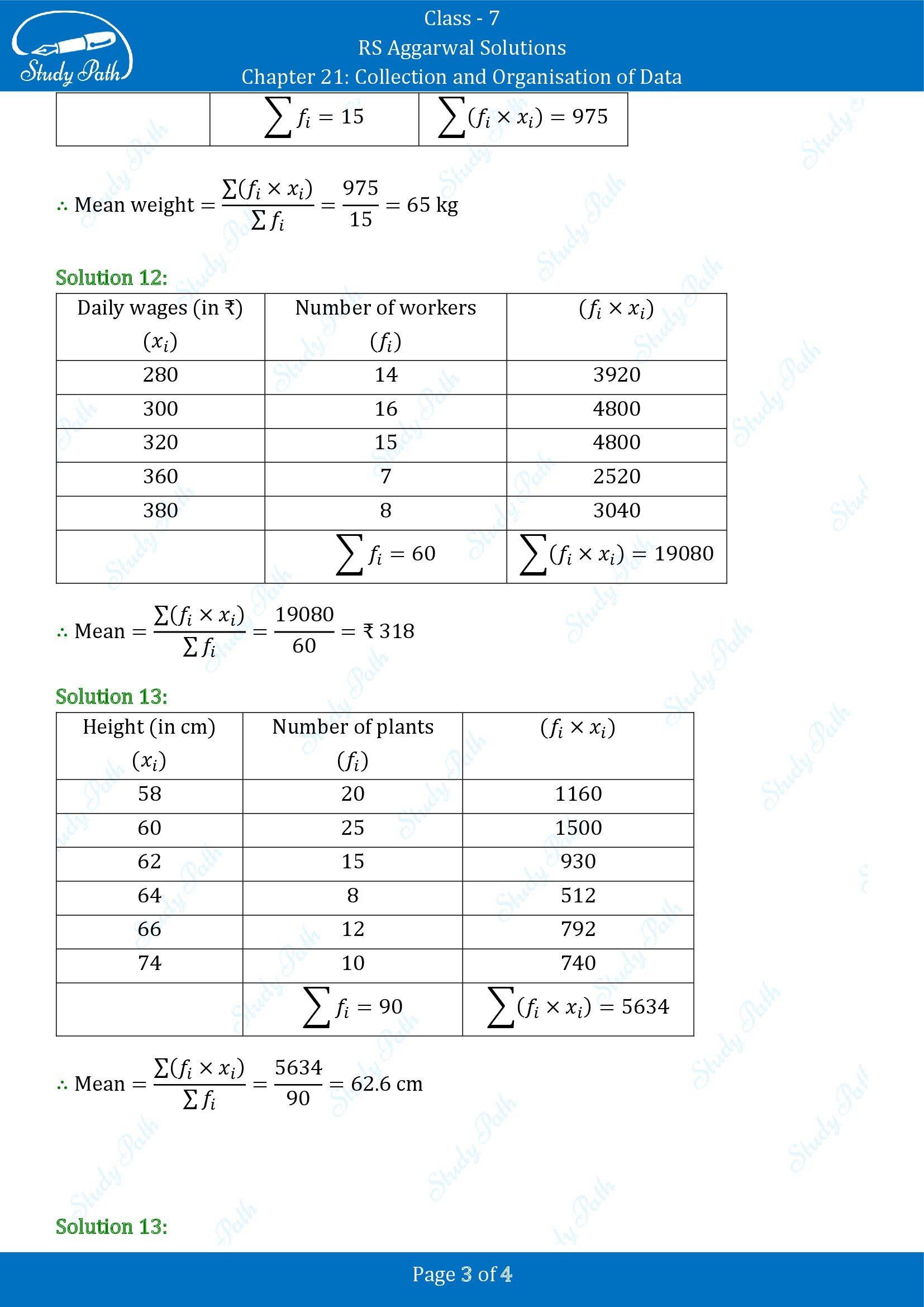 RS Aggarwal Solutions Class 7 Chapter 21 Collection and Organisation of Data Exercise 21A 0003