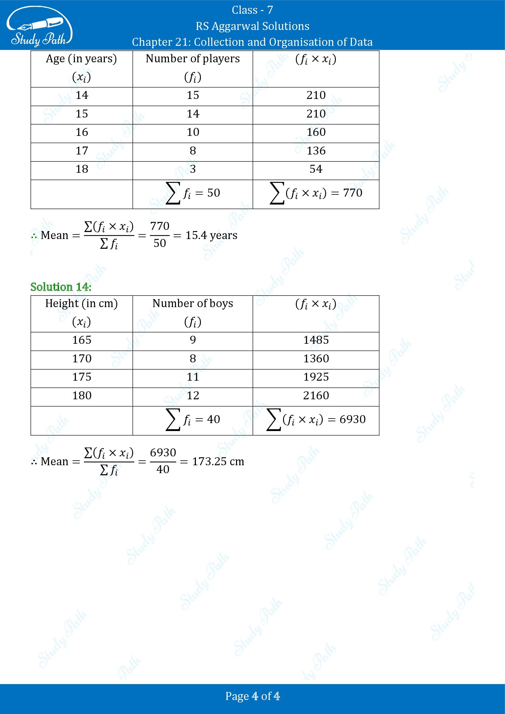 RS Aggarwal Solutions Class 7 Chapter 21 Collection and Organisation of Data Exercise 21A 0004