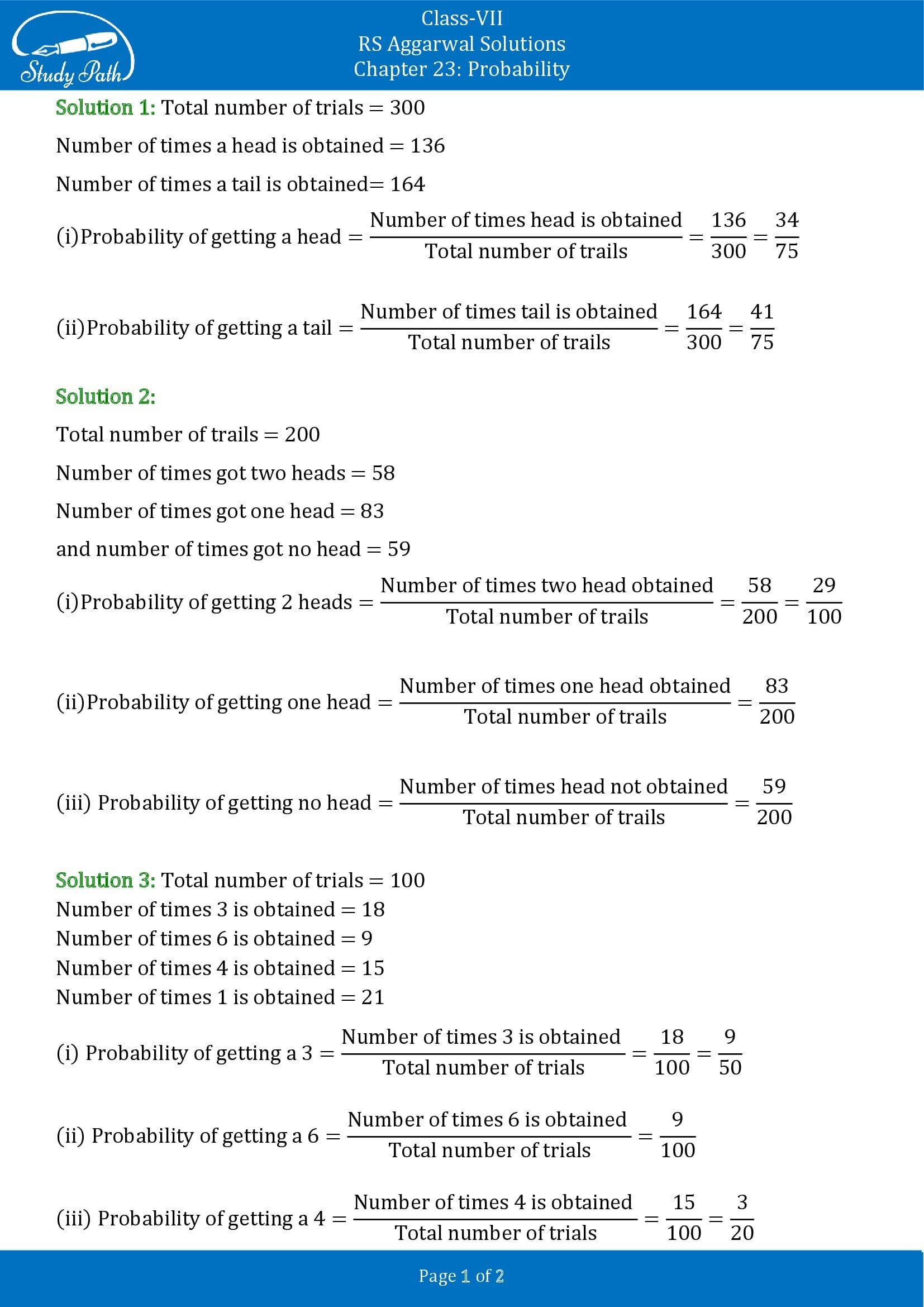 RS Aggarwal Solutions Class 7 Chapter 23 Probability 00001