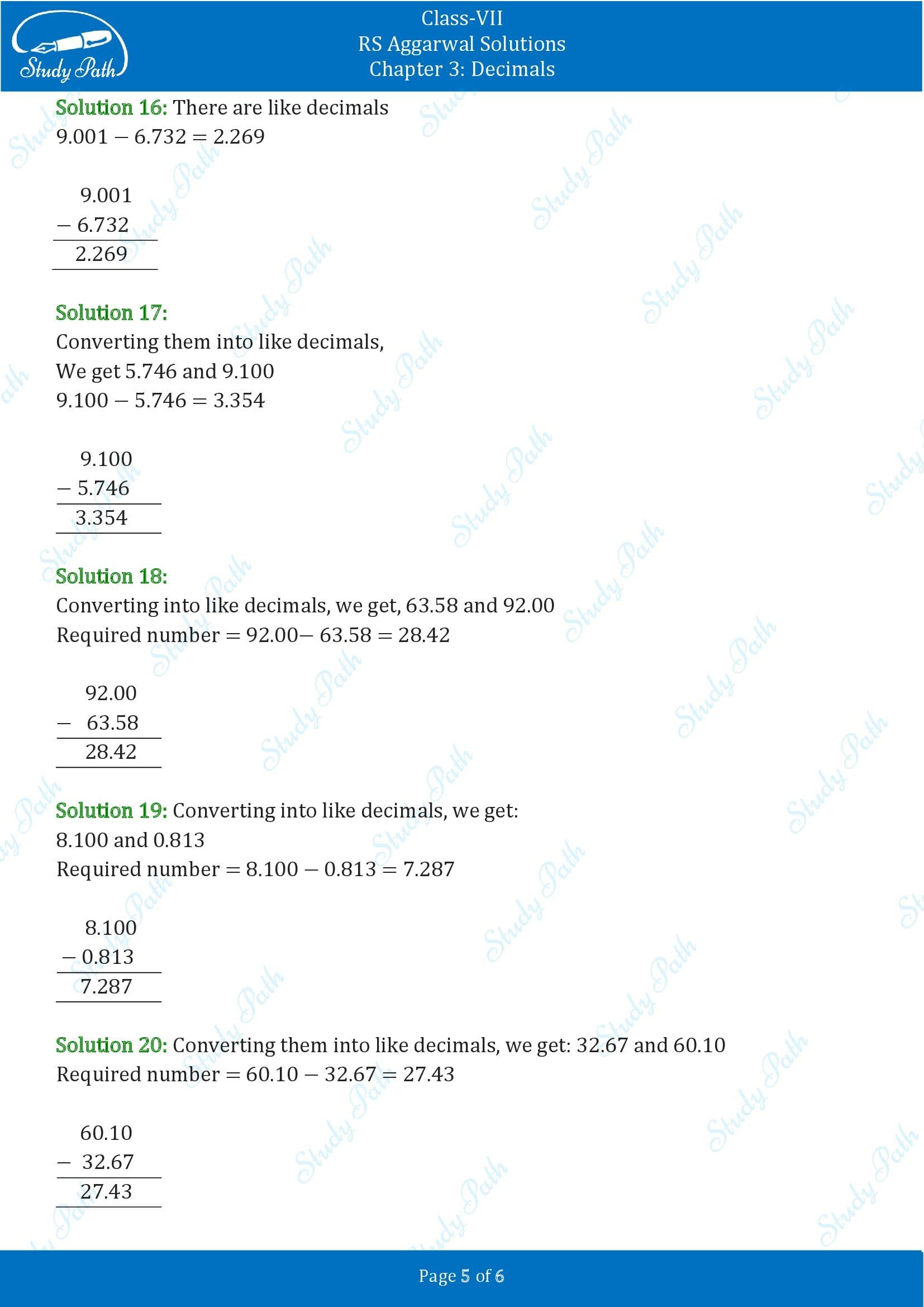 RS Aggarwal Solutions Class 7 Chapter 3 Decimals Exercise 3B 0005