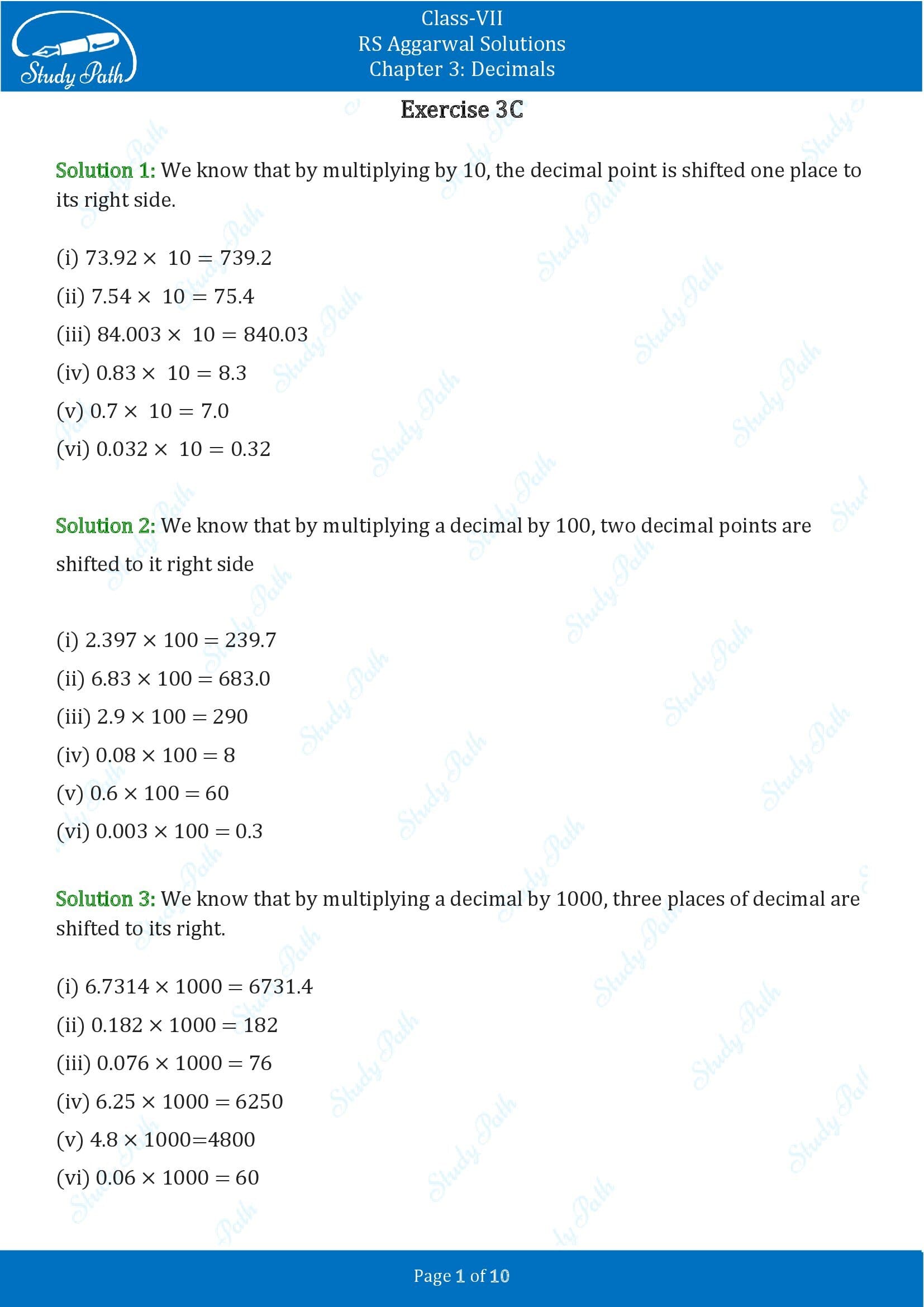 RS Aggarwal Solutions Class 7 Chapter 3 Decimals Exercise 3C 001