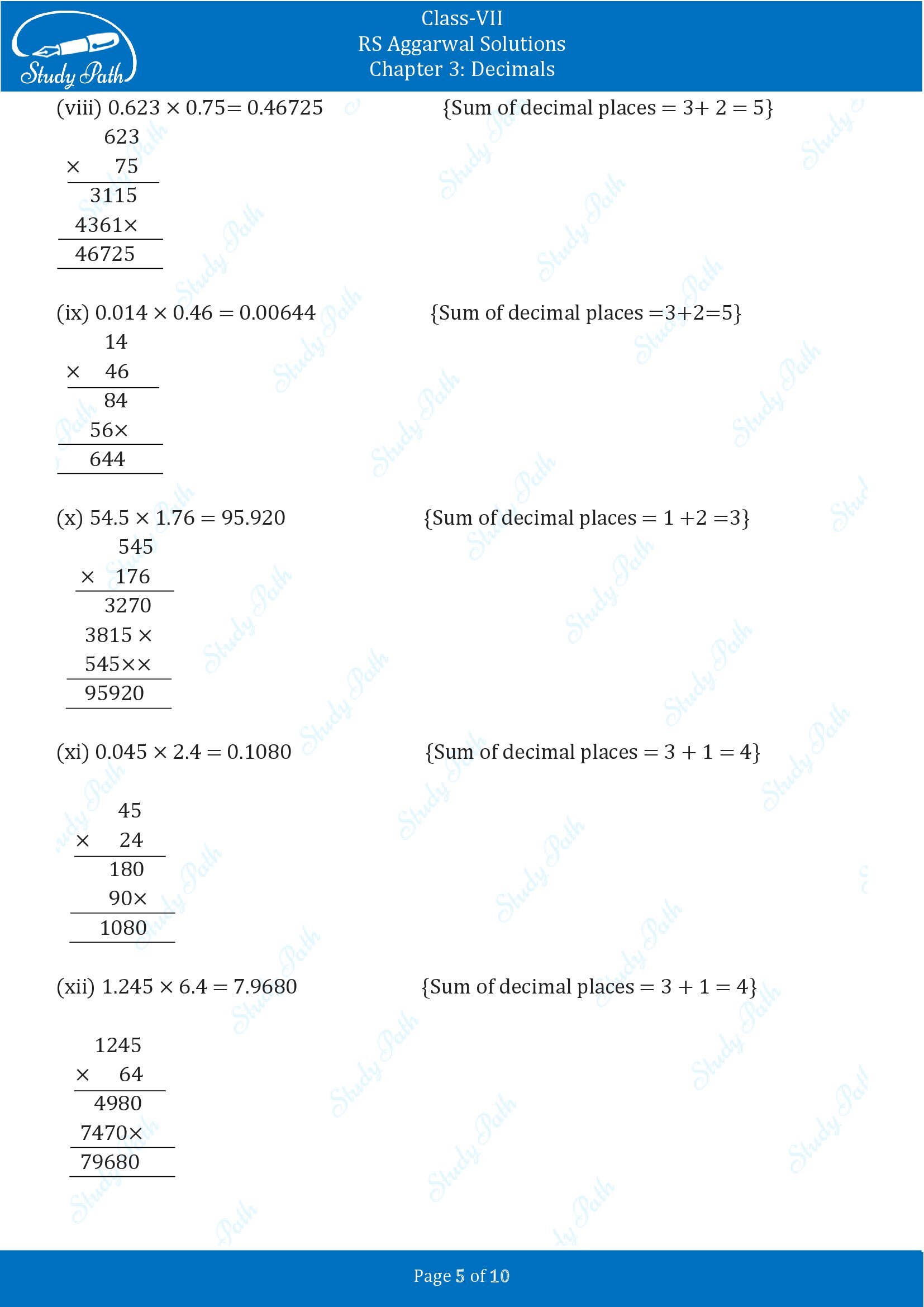 RS Aggarwal Solutions Class 7 Chapter 3 Decimals Exercise 3C 005