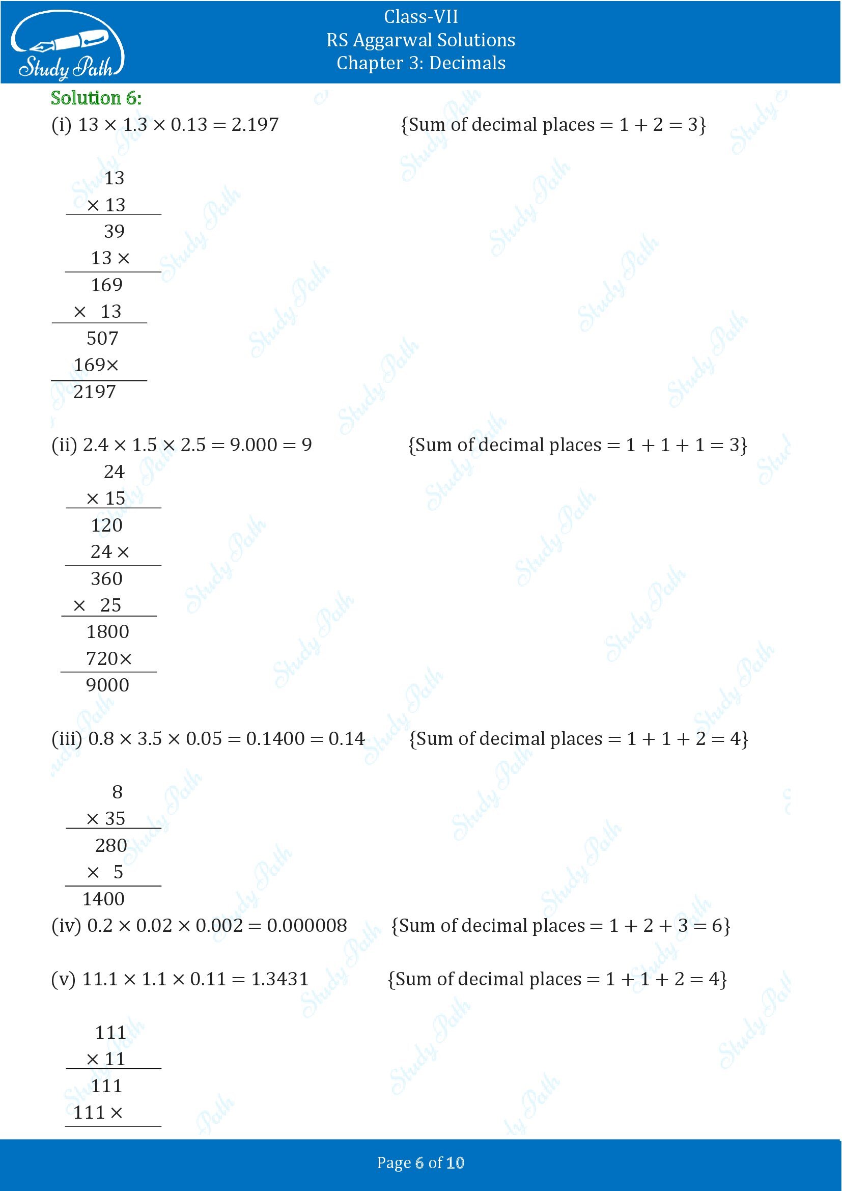 RS Aggarwal Solutions Class 7 Chapter 3 Decimals Exercise 3C 006