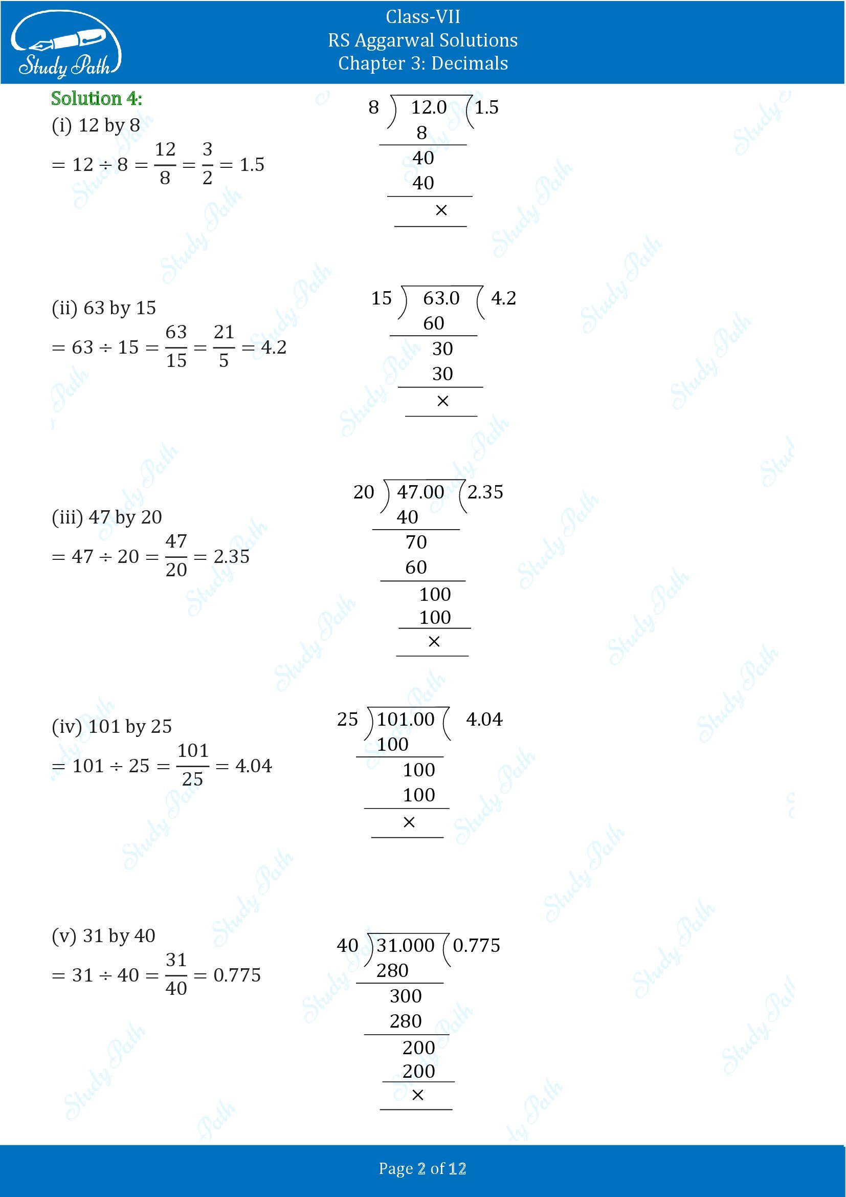 RS Aggarwal Solutions Class 7 Chapter 3 Decimals Exercise 3D 00002